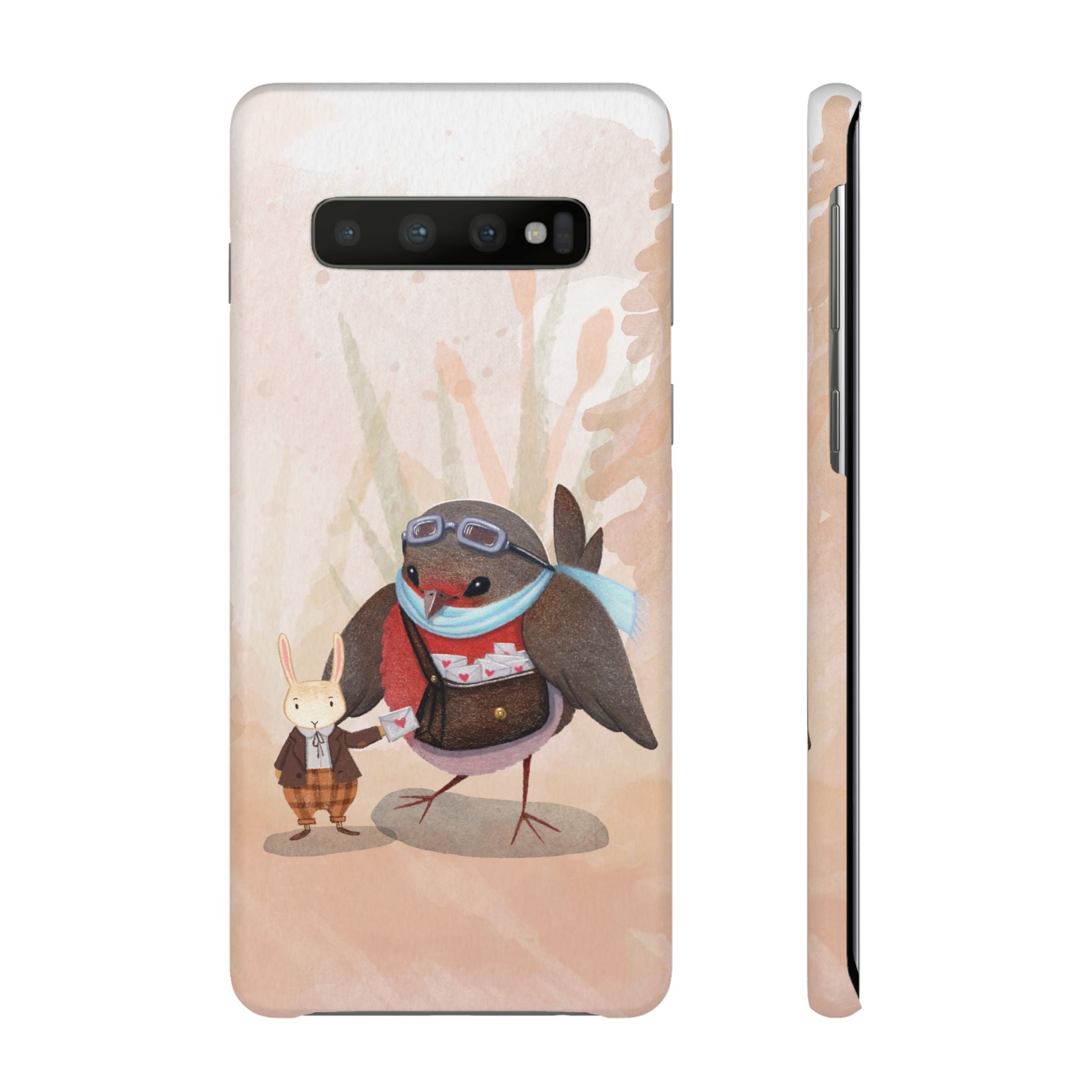 Whimsical Animal Snap Cases, Cute Phone Case, Handmade Bird and Bunny Design, Gift for Animal Lovers, Unique Smartphone Cover