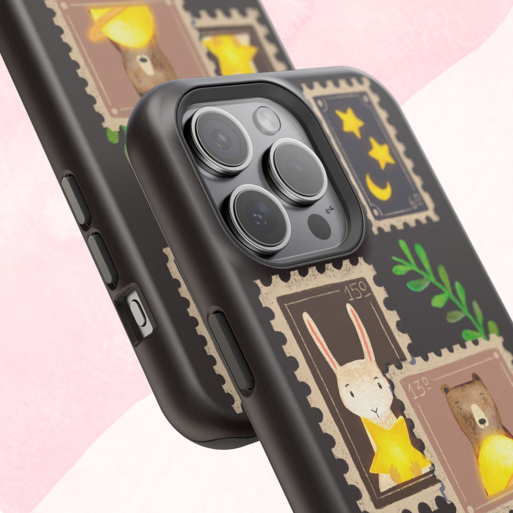Cute Animal Stamp Phone Case, Quirky Gift for Animal Lovers, Personalized Case for Holidays, Unique Phone Accessory