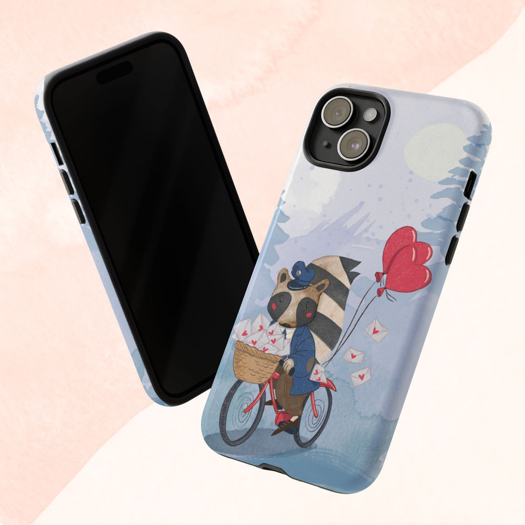Cute Raccoon Phone Case, Tough Case for Animal Lovers, Valentine's Day Gift, Whimsical Phone Accessory, Gifts for Kids