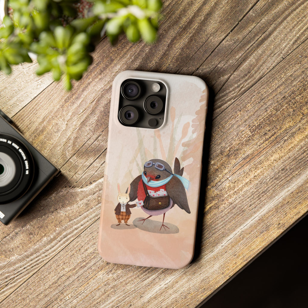 Whimsical Animal Slim Phone Cases - Cute Bird and Rabbit Design, Perfect for Animal Lovers, Gifts for Kids and Teens, Ideal for Birthdays,
