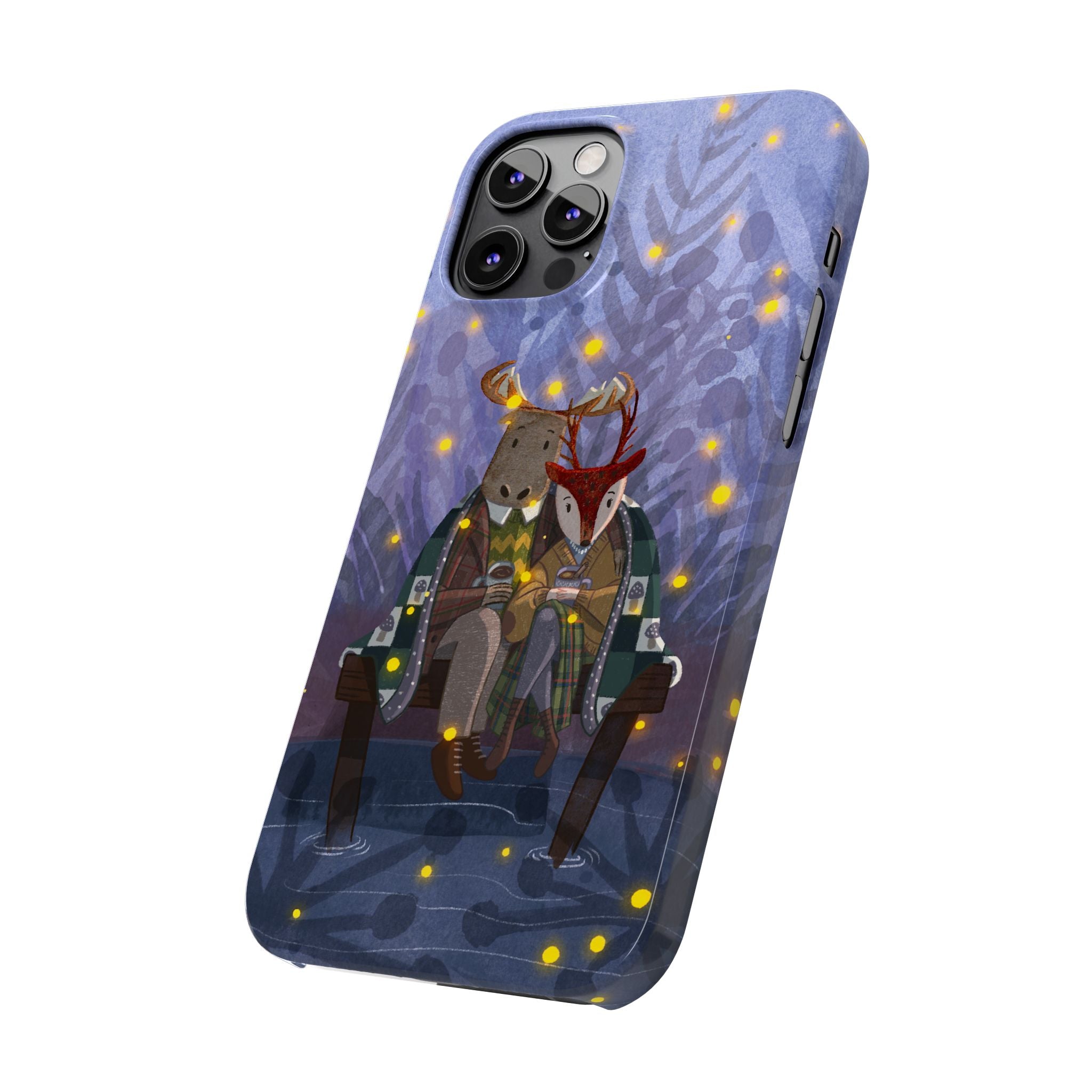 Whimsical Animal Love Slim Phone Cases, Cute Holiday Gifts, Cozy Home Decor, Nature Lover Accessories, Couples Gifts