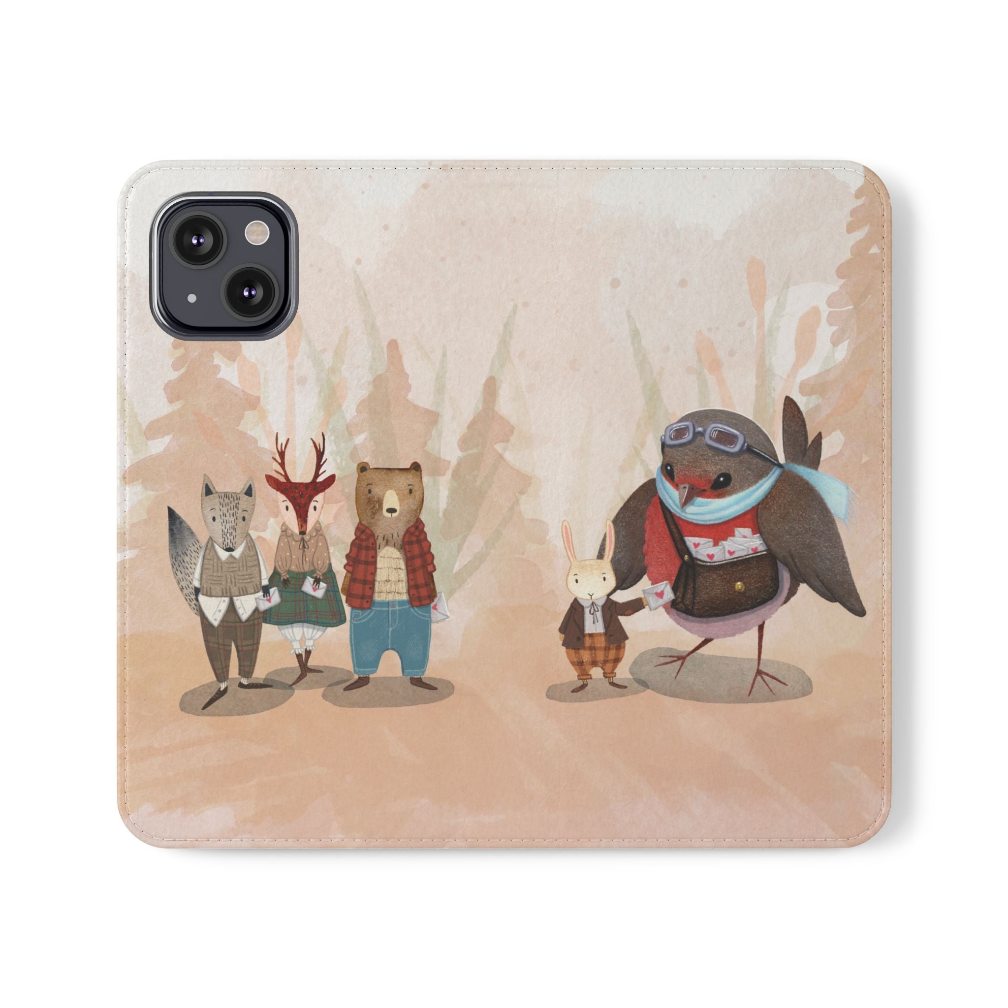 Whimsical Animal Flip Cases for Phones, Cute Woodland Creatures, Forest Friends Phone Cover, Animal Lover Gift, Phone Wallet