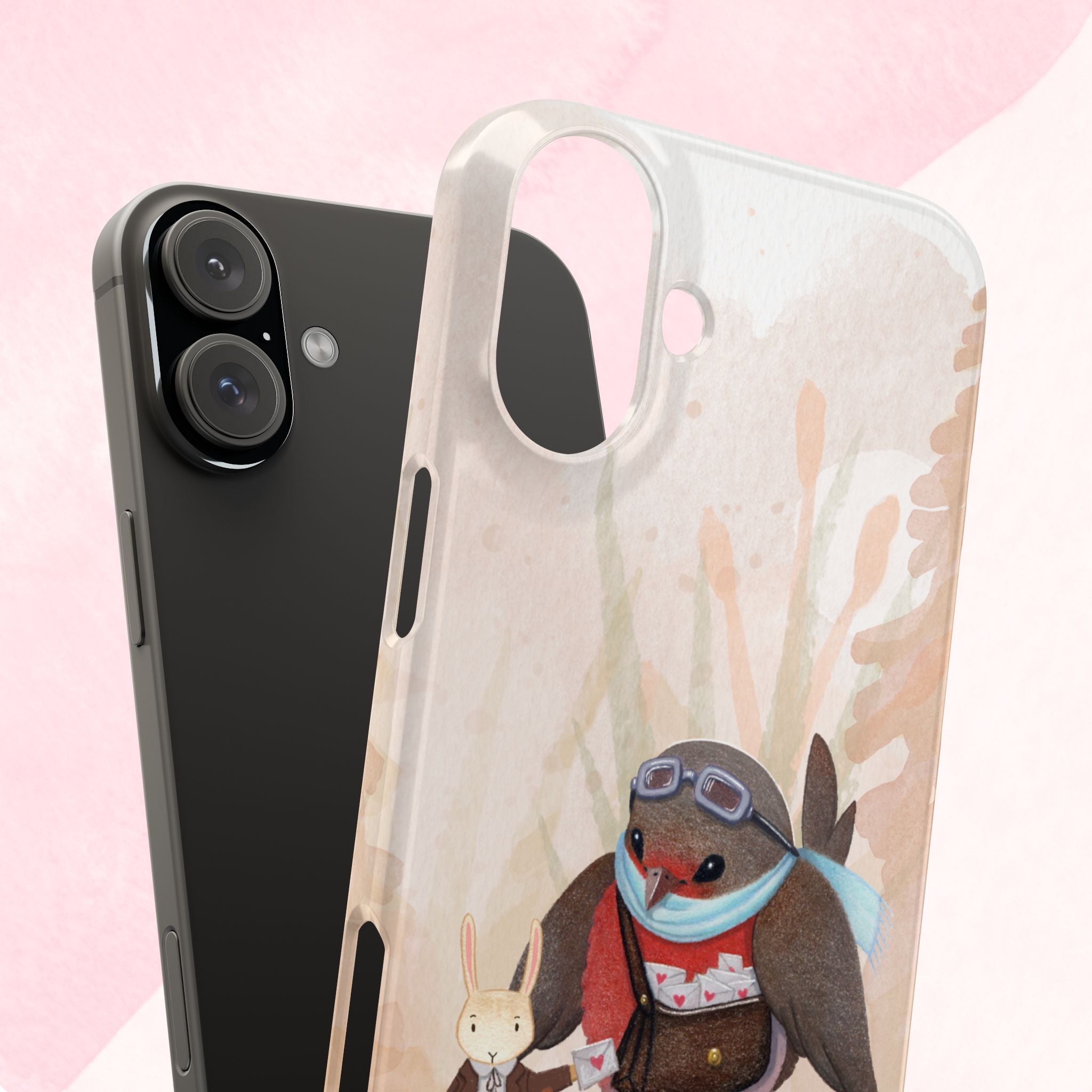 Whimsical Animal Slim Phone Cases - Cute Bird and Rabbit Design, Perfect for Animal Lovers, Gifts for Kids and Teens, Ideal for Birthdays,