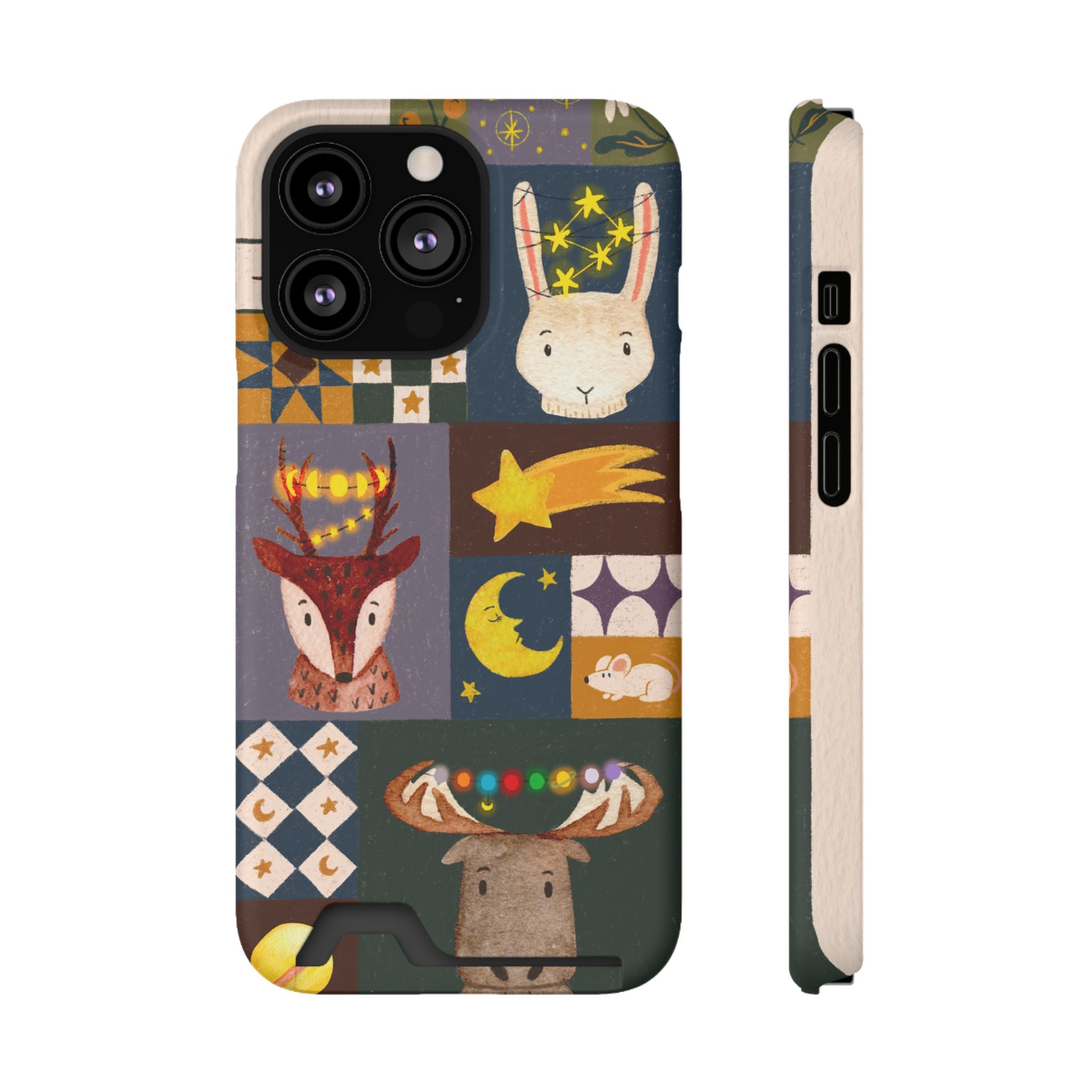 Magical Animal Phone Case with Card Holder - Cute Gift for Animal Lovers, Interesting Phone Accessory, Unique Holiday Gift, Nature-Inspired