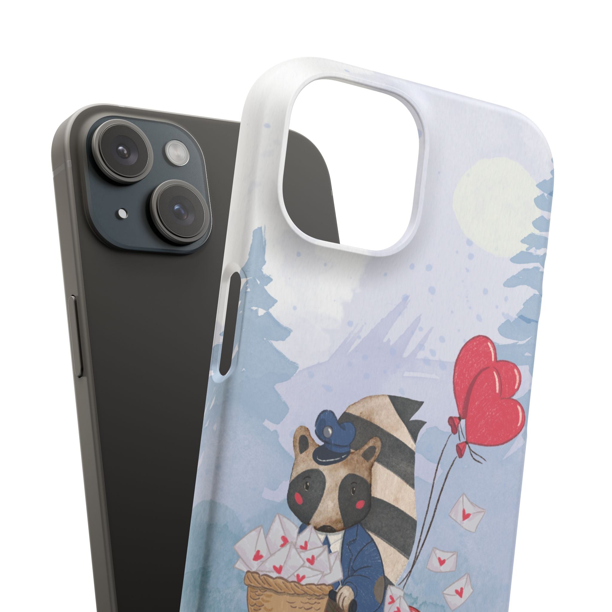 Whimsical Animal Snap Case with Love Balloons, Cute Phone Case, Valentine's Day Gift, Animal Lover Accessory, Creative Phone Cover