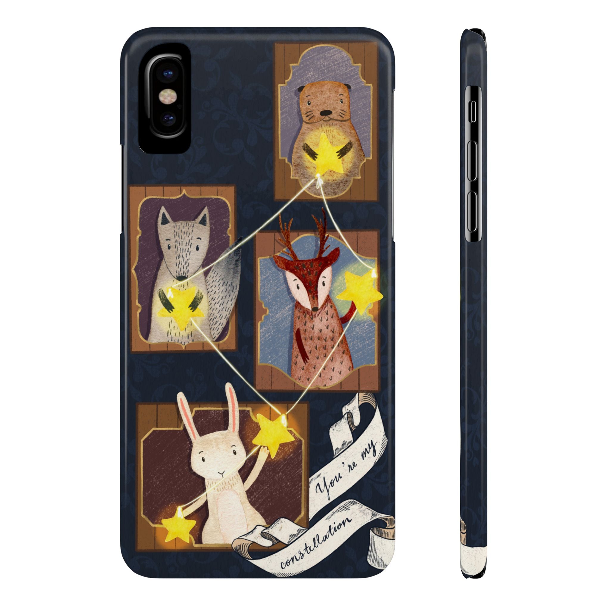 Constellation Friends Slim Case, Woodland Portrait iPhone Cover, Star Collector Design, Cute Kawaii Gift, Phone 8 9 X XR 11 12 13 14 15 16