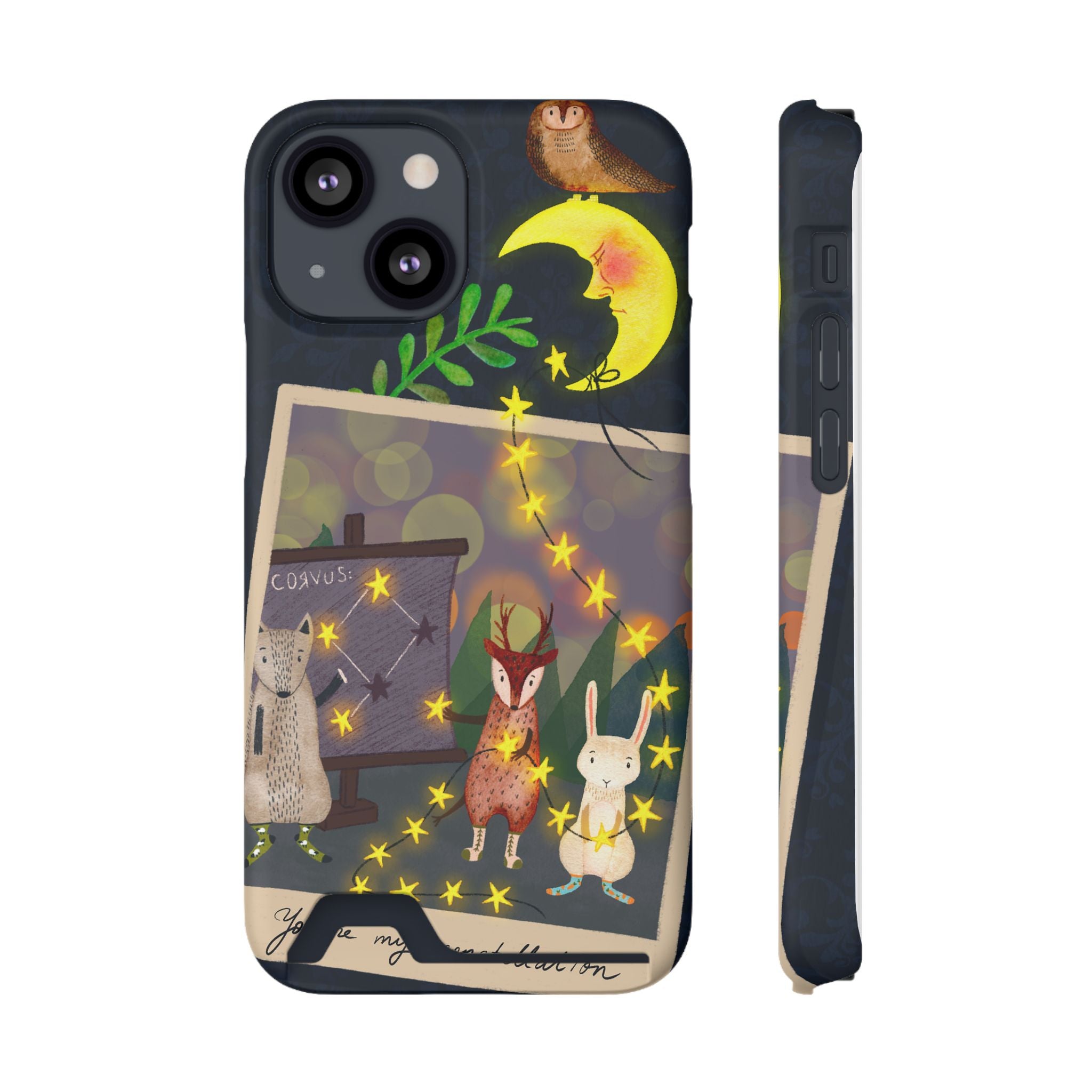 Woodland Astronomy Class Phone Case - Whimsical Forest Animals Learning Constellations - Cute iPhone 13/Samsung Case