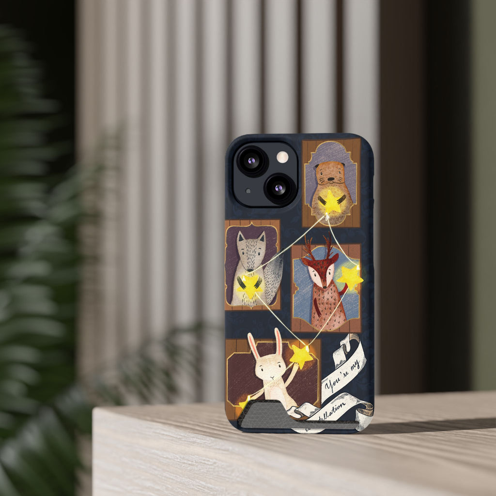 Whimsical Animal Phone Case with Card Holder, Cute Animal Design, Card Storage Case, Ideal for Animal Lovers, Gift for Kids, Birthday