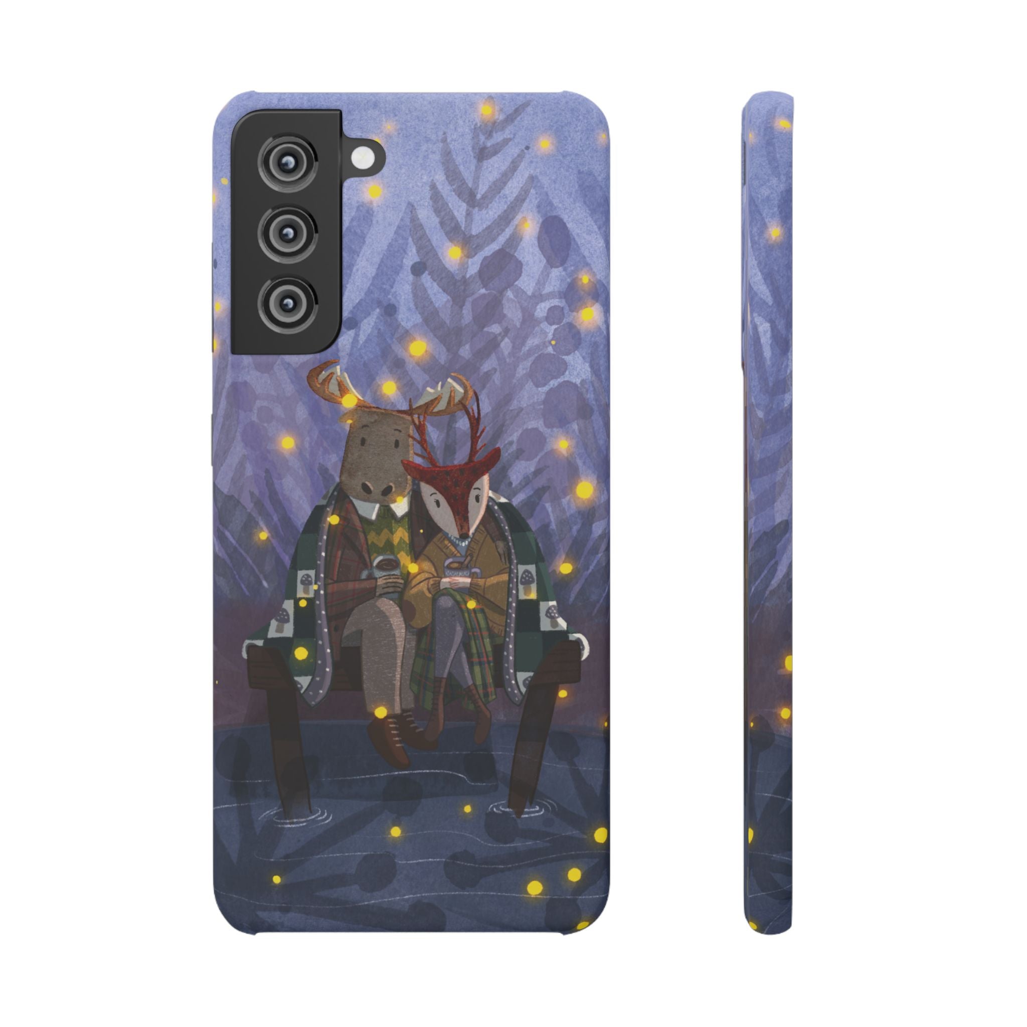 Whimsical Animal Lovers Snap Cases - Cozy Phone Protection, Gift for Nature Lovers, Holiday Decor, Cute Character Design, Animal Couple