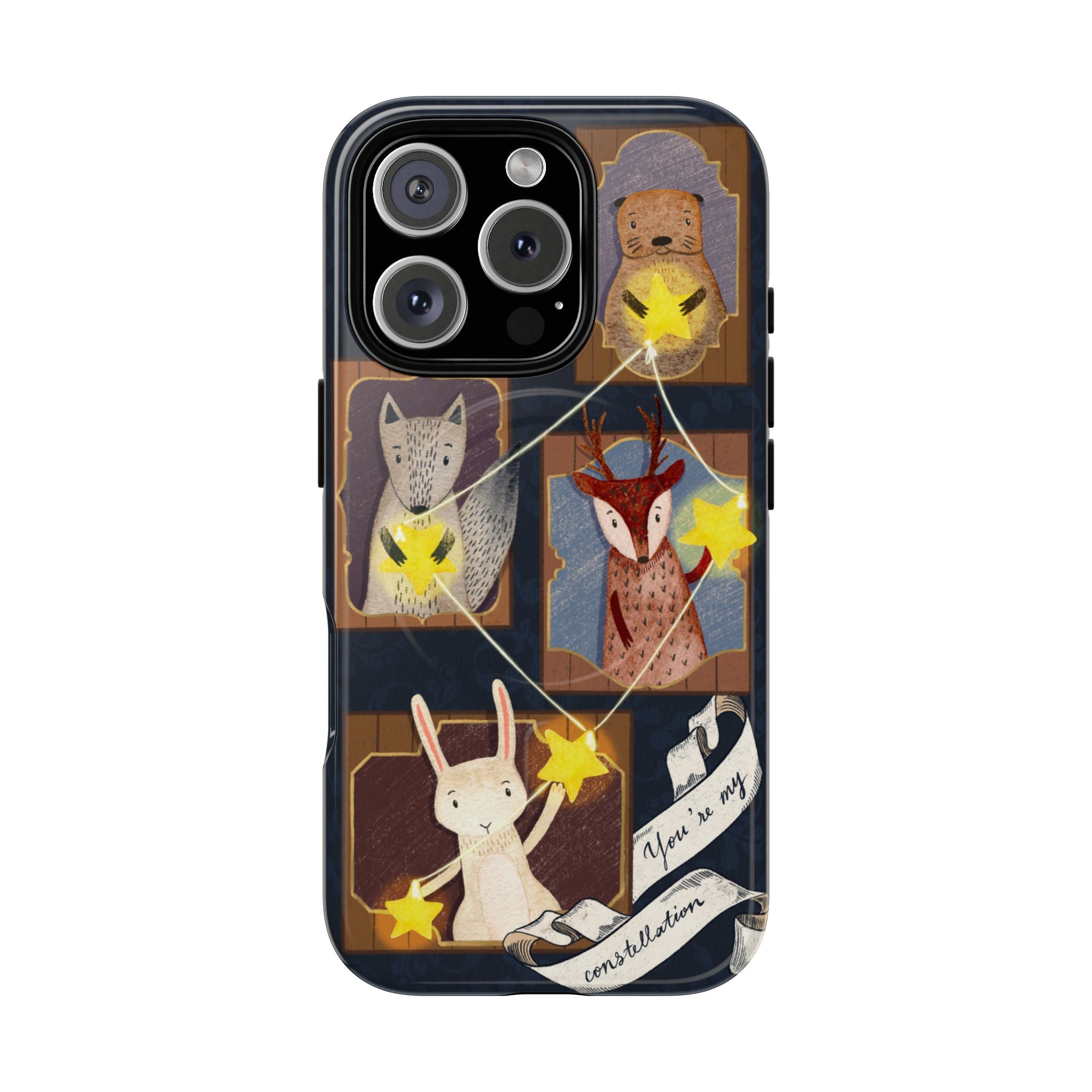Celestial Animal Stars iPhone Case, Tough Magnetic Cover, Nature Theme, Unique Cute Animal Gifts, iPhone 14 15 16 pro max