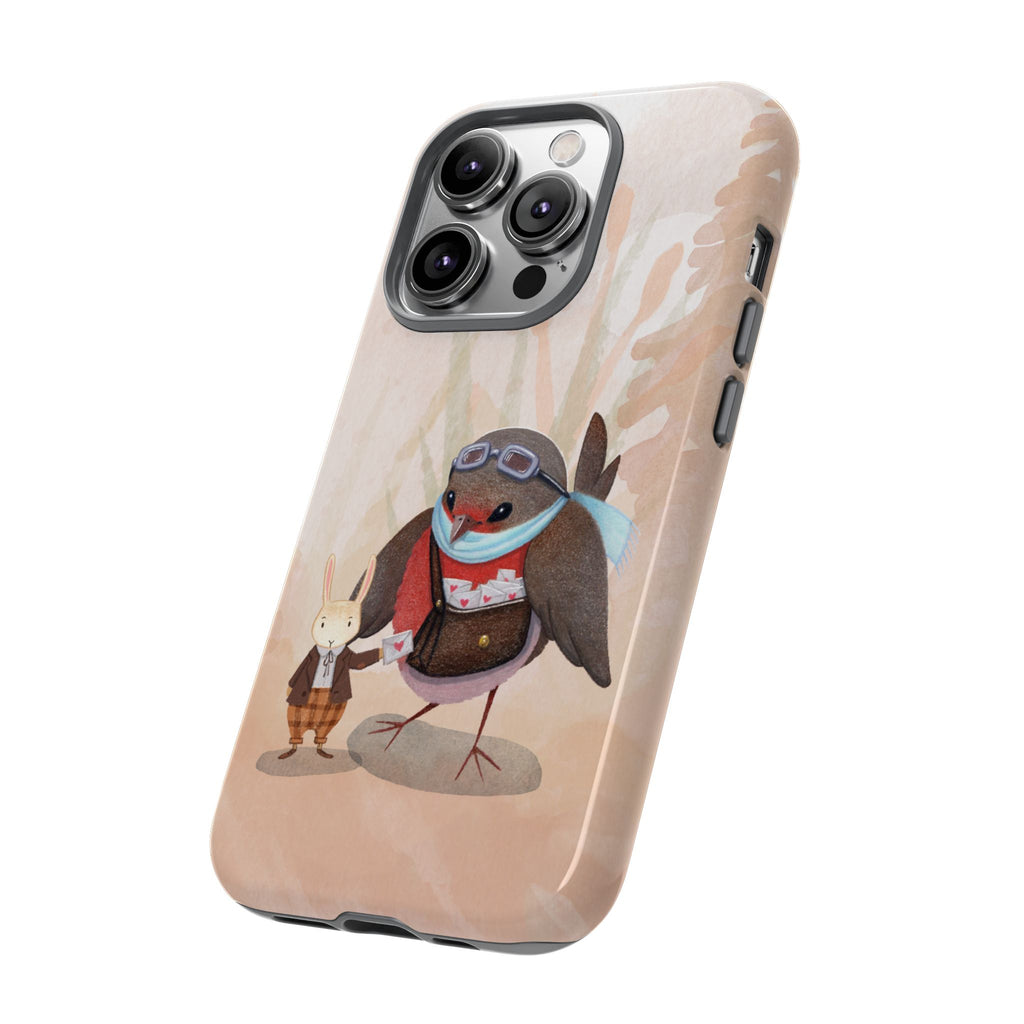 Whimsical Animal Phone Case, Cute Bird and Rabbit Design, Animal Lovers Gift, Nature-Themed Accessory, Eco-Friendly Tech Cover