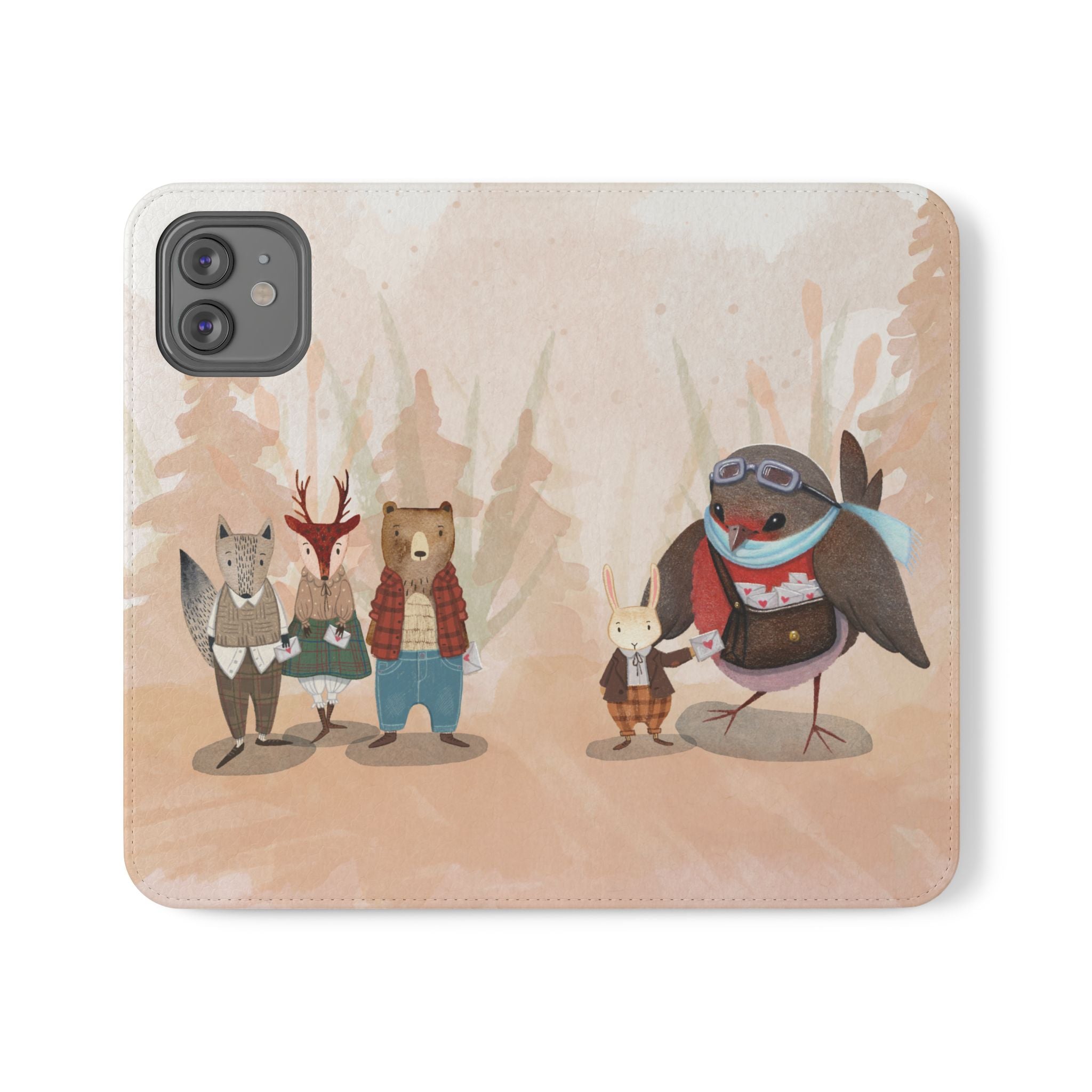 Whimsical Animal Flip Cases for Phones, Cute Woodland Creatures, Forest Friends Phone Cover, Animal Lover Gift, Phone Wallet