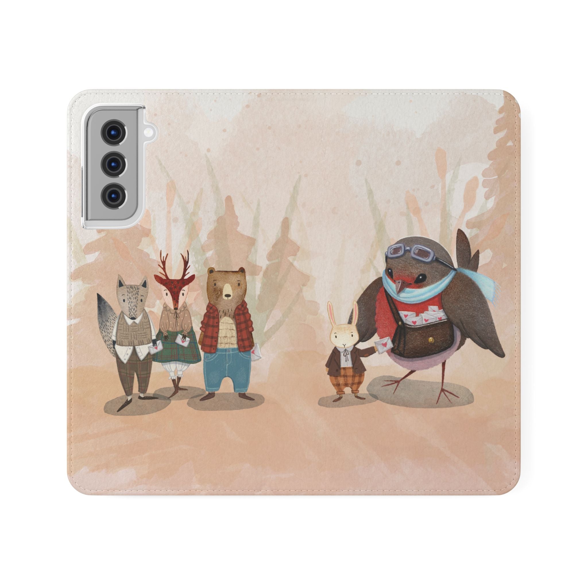 Whimsical Animal Flip Cases for Phones, Cute Woodland Creatures, Forest Friends Phone Cover, Animal Lover Gift, Phone Wallet