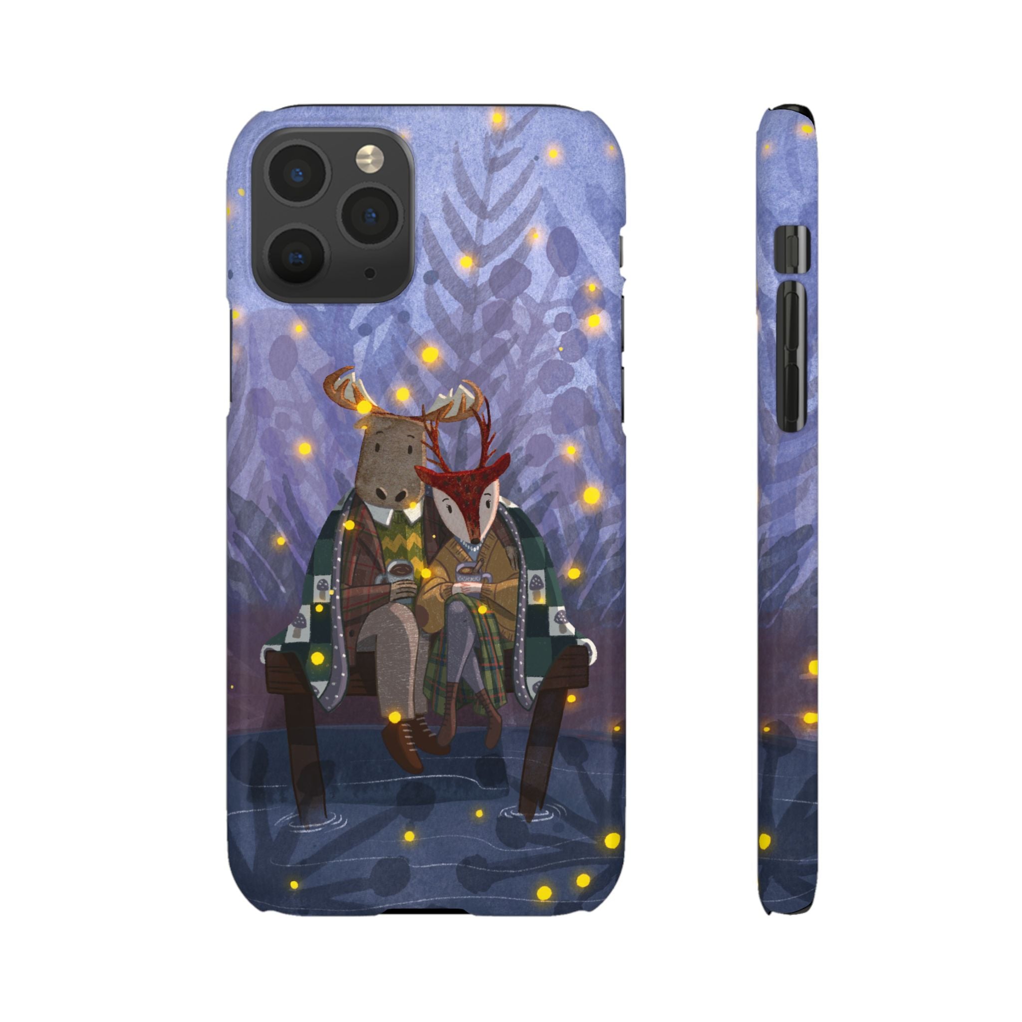 Whimsical Animal Lovers Snap Cases - Cozy Phone Protection, Gift for Nature Lovers, Holiday Decor, Cute Character Design, Animal Couple