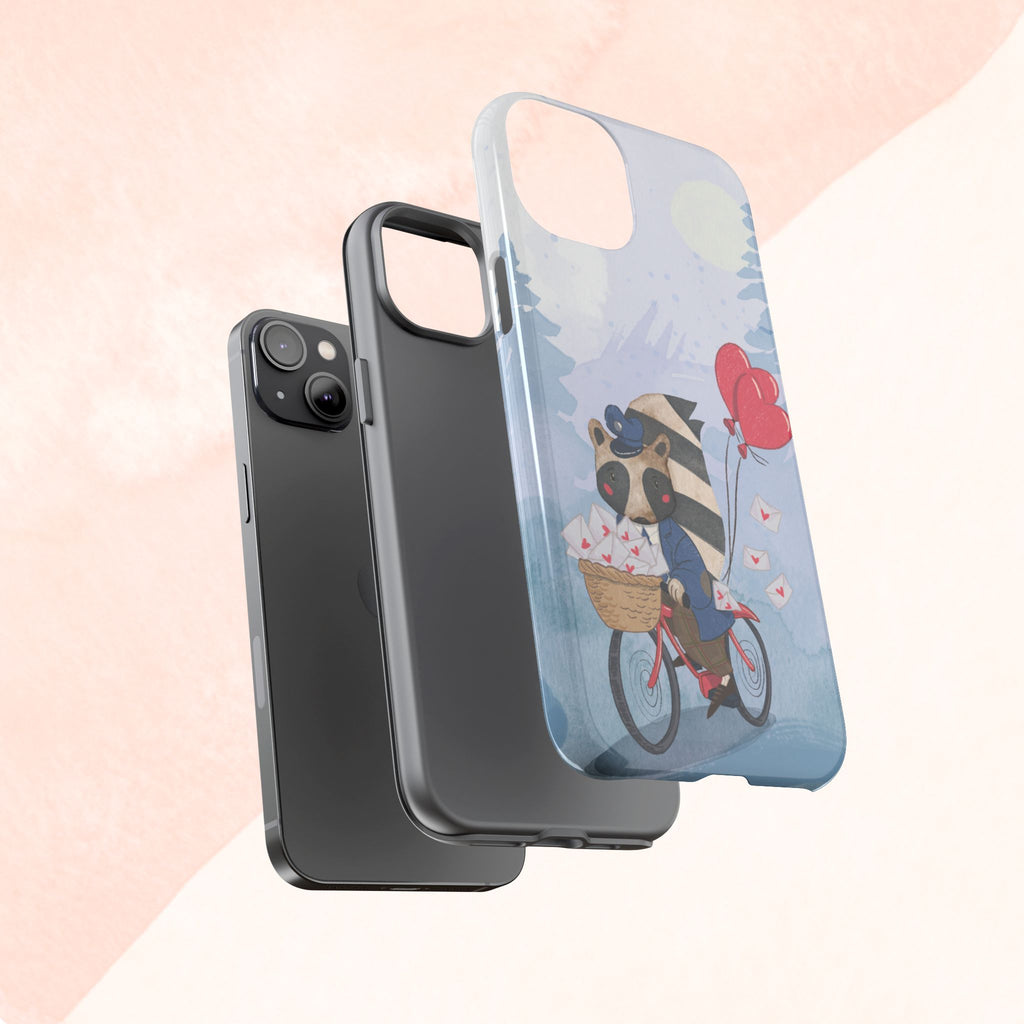 Cute Raccoon Phone Case, Tough Case for Animal Lovers, Valentine's Day Gift, Whimsical Phone Accessory, Gifts for Kids