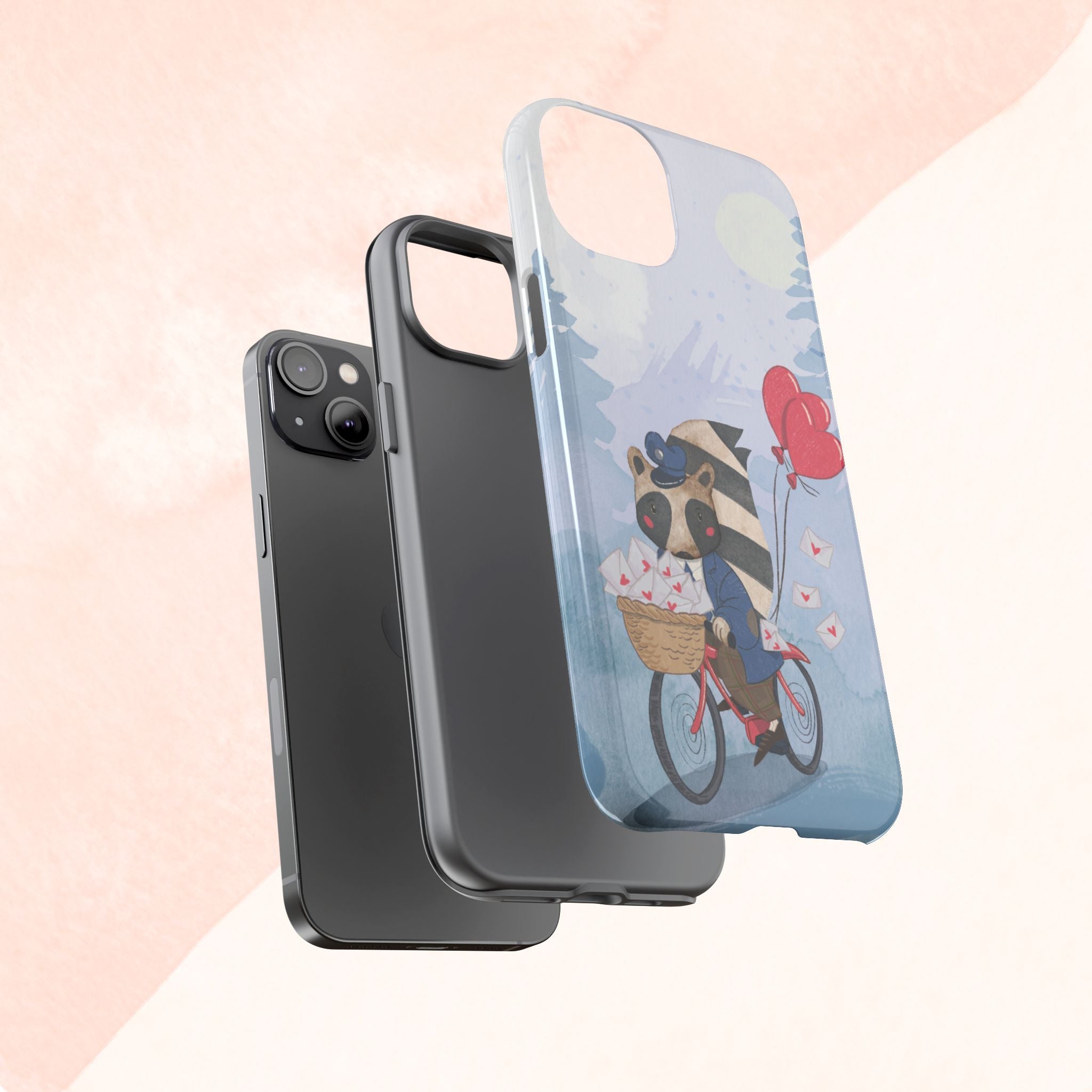 Cute Raccoon Phone Case, Tough Case for Animal Lovers, Valentine's Day Gift, Whimsical Phone Accessory, Gifts for Kids