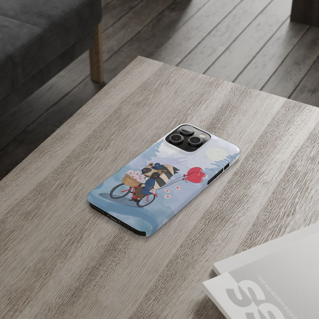 Whimsical Raccoon Slim Phone Case | Cute Animal Design | Perfect for Nature Lovers, Gifts, Birthdays, Valentines Day, Everyday Use