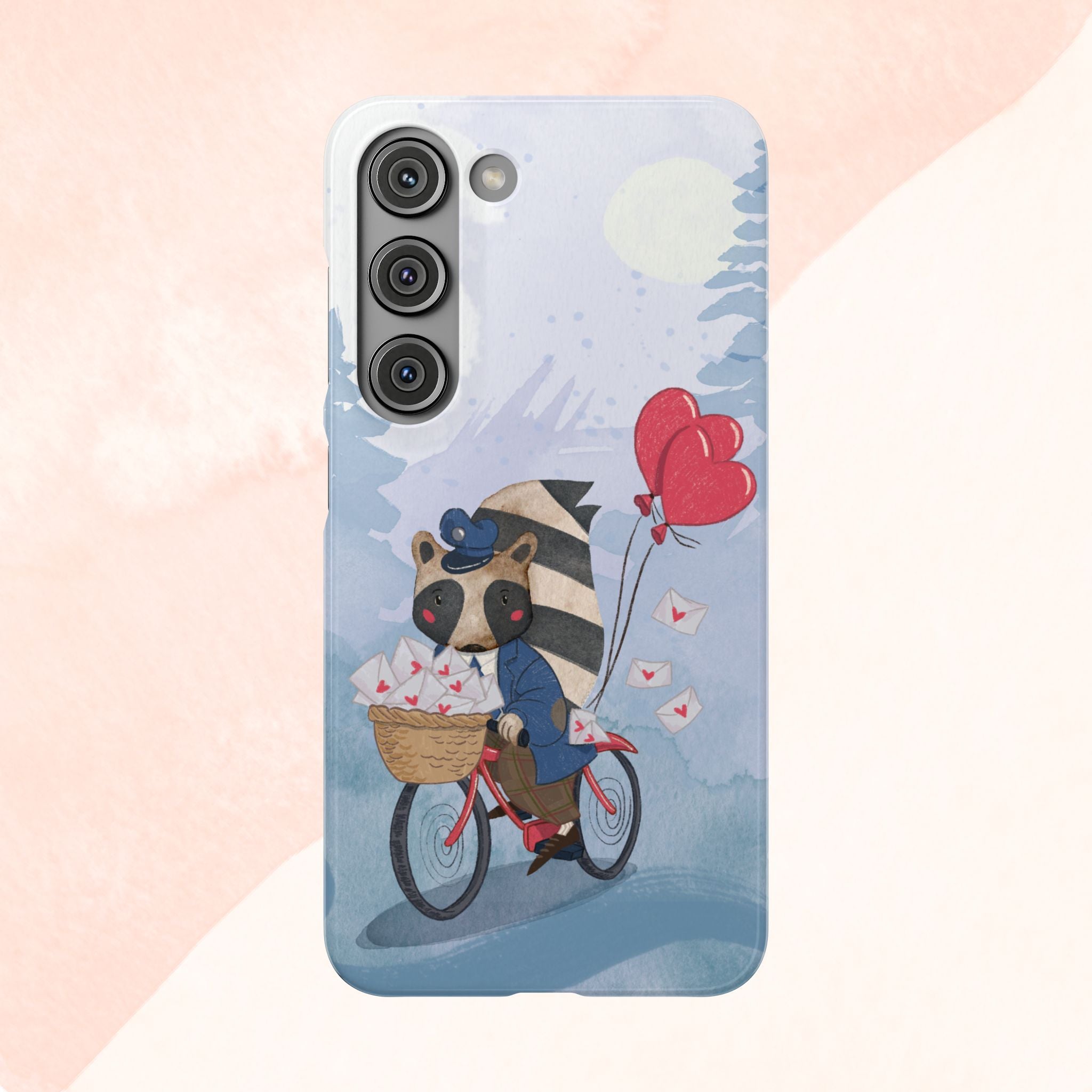 Whimsical Animal Snap Case with Love Balloons, Cute Phone Case, Valentine's Day Gift, Animal Lover Accessory, Creative Phone Cover