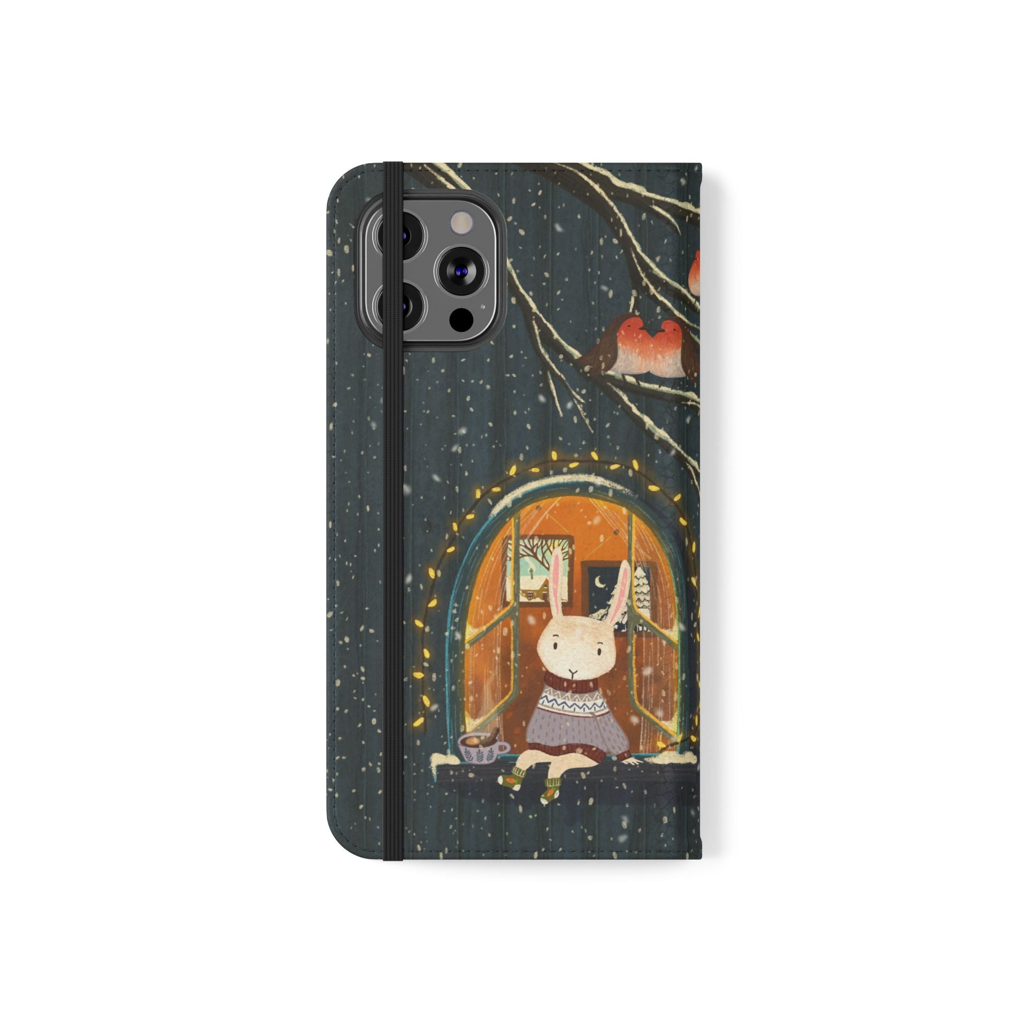 Cozy Winter Cottage Wallet Case, Cute Animals Flip Cover, Vegan Leather, Cozy Vibes, Gift Idea for iPhone 11 12 13 14 15 16, Galaxy S21 S22