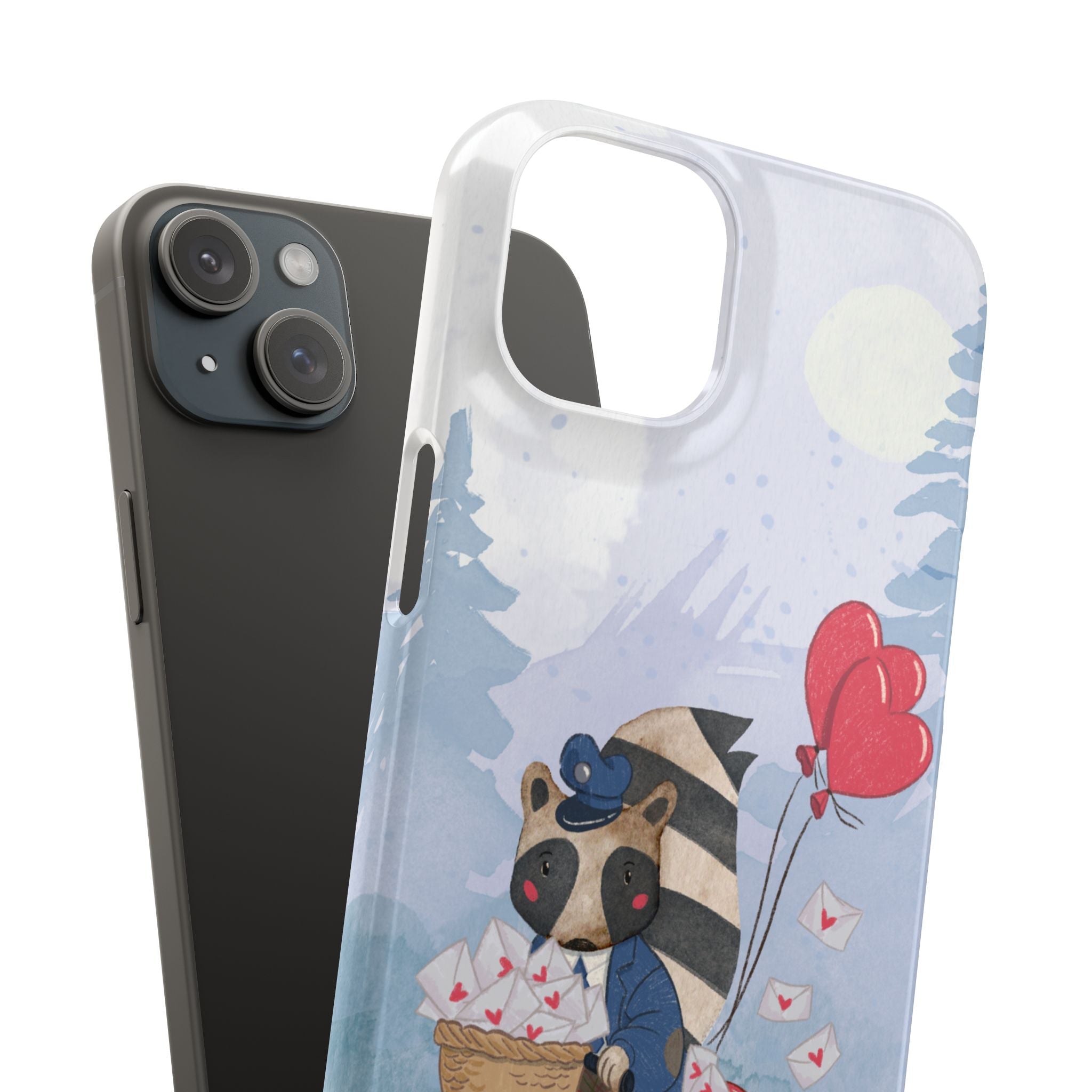 Whimsical Animal Snap Case with Love Balloons, Cute Phone Case, Valentine's Day Gift, Animal Lover Accessory, Creative Phone Cover