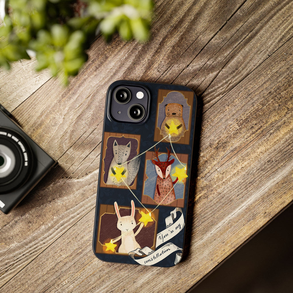 Constellation Friends Slim Case, Woodland Portrait iPhone Cover, Star Collector Design, Cute Kawaii Gift, Phone 8 9 X XR 11 12 13 14 15 16