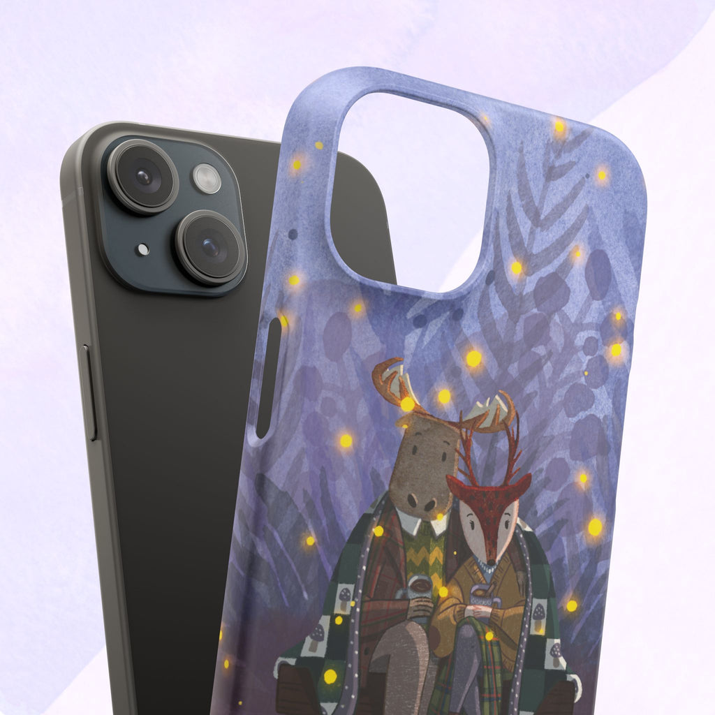 Whimsical Animal Lovers Snap Cases - Cozy Phone Protection, Gift for Nature Lovers, Holiday Decor, Cute Character Design, Animal Couple