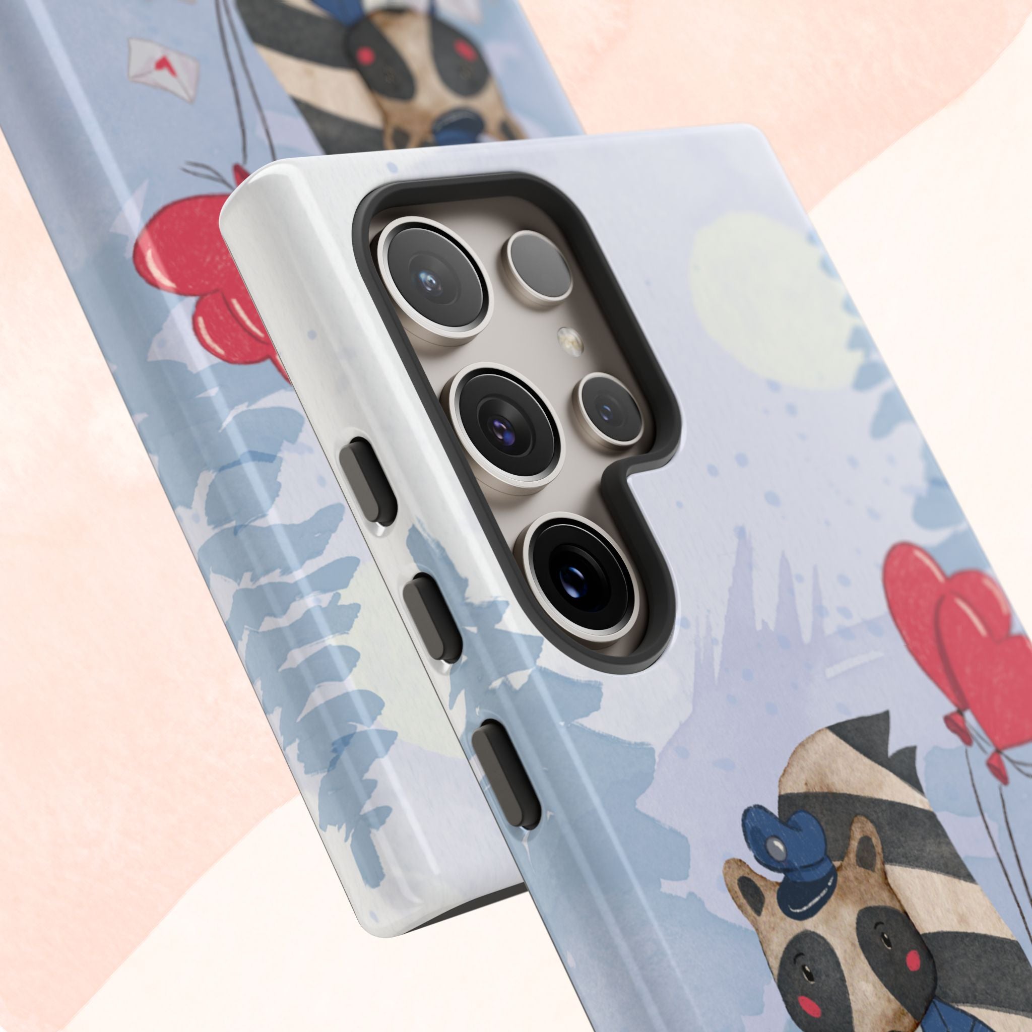 Cute Raccoon Phone Case, Tough Case for Animal Lovers, Valentine's Day Gift, Whimsical Phone Accessory, Gifts for Kids