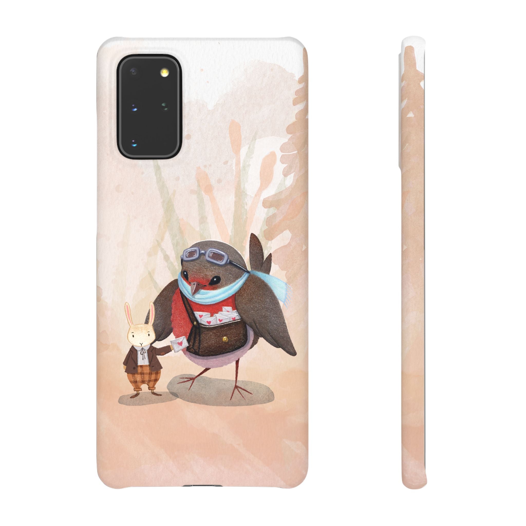 Whimsical Animal Snap Cases, Cute Phone Case, Handmade Bird and Bunny Design, Gift for Animal Lovers, Unique Smartphone Cover