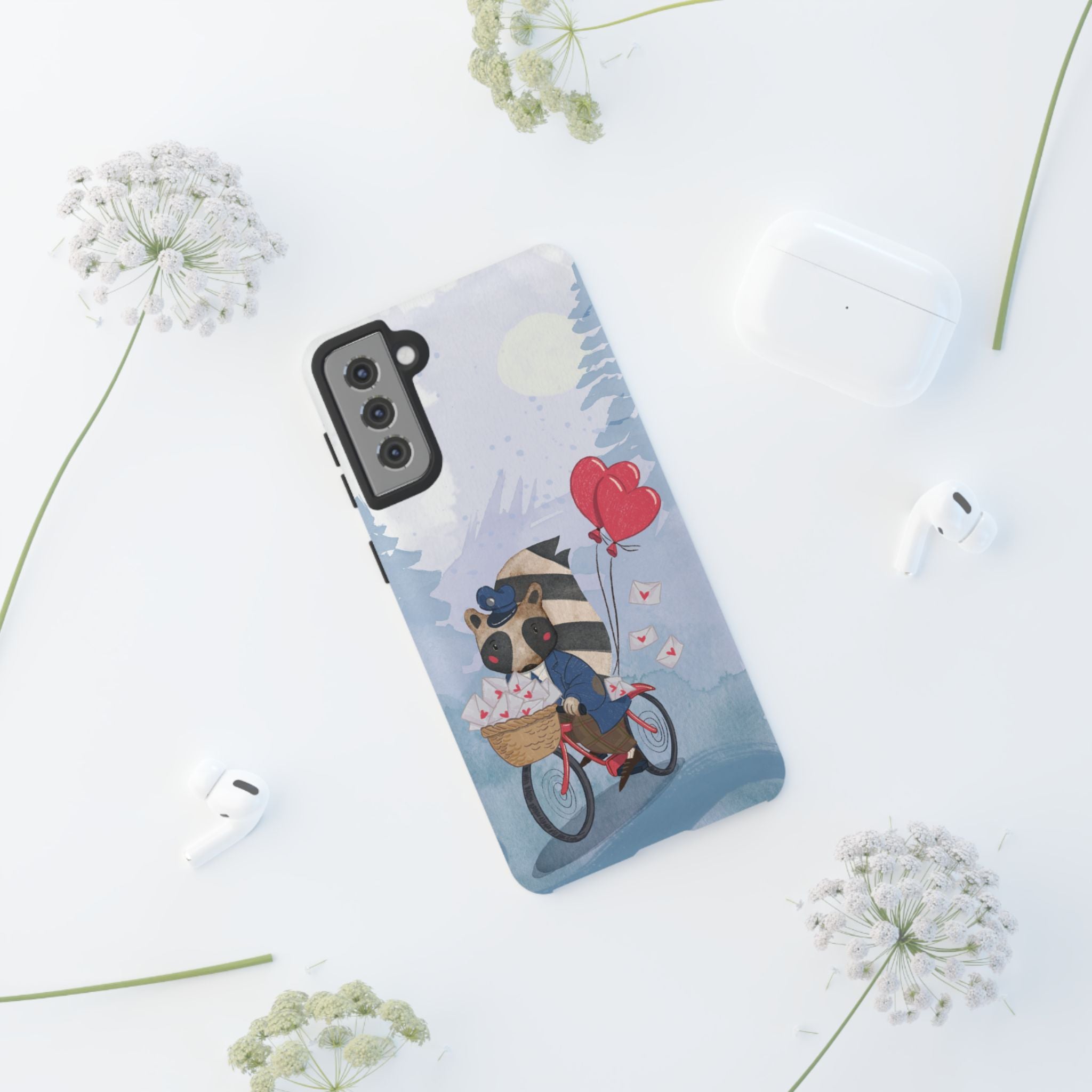 Cute Raccoon Phone Case, Tough Case for Animal Lovers, Valentine's Day Gift, Whimsical Phone Accessory, Gifts for Kids
