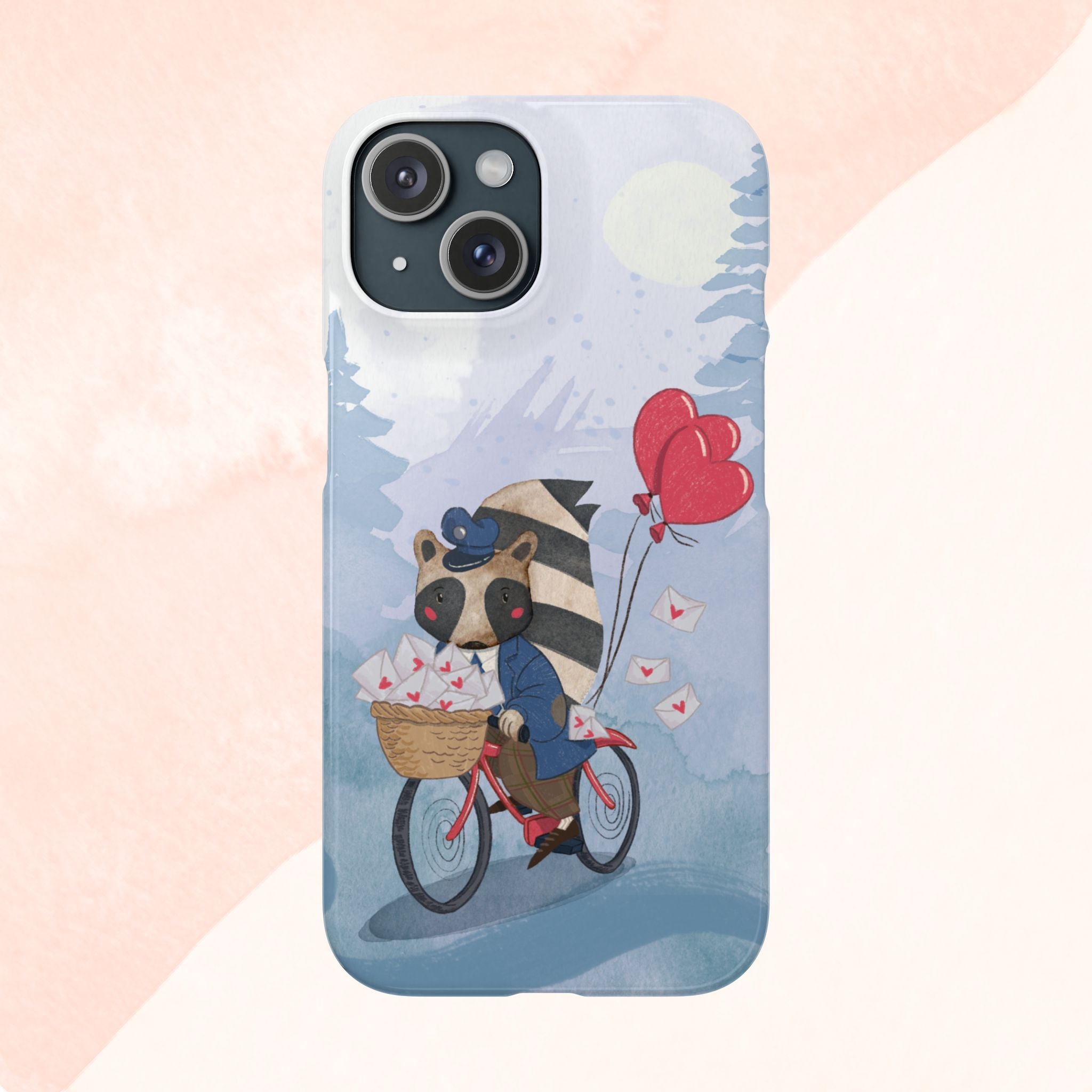 Whimsical Animal Snap Case with Love Balloons, Cute Phone Case, Valentine's Day Gift, Animal Lover Accessory, Creative Phone Cover