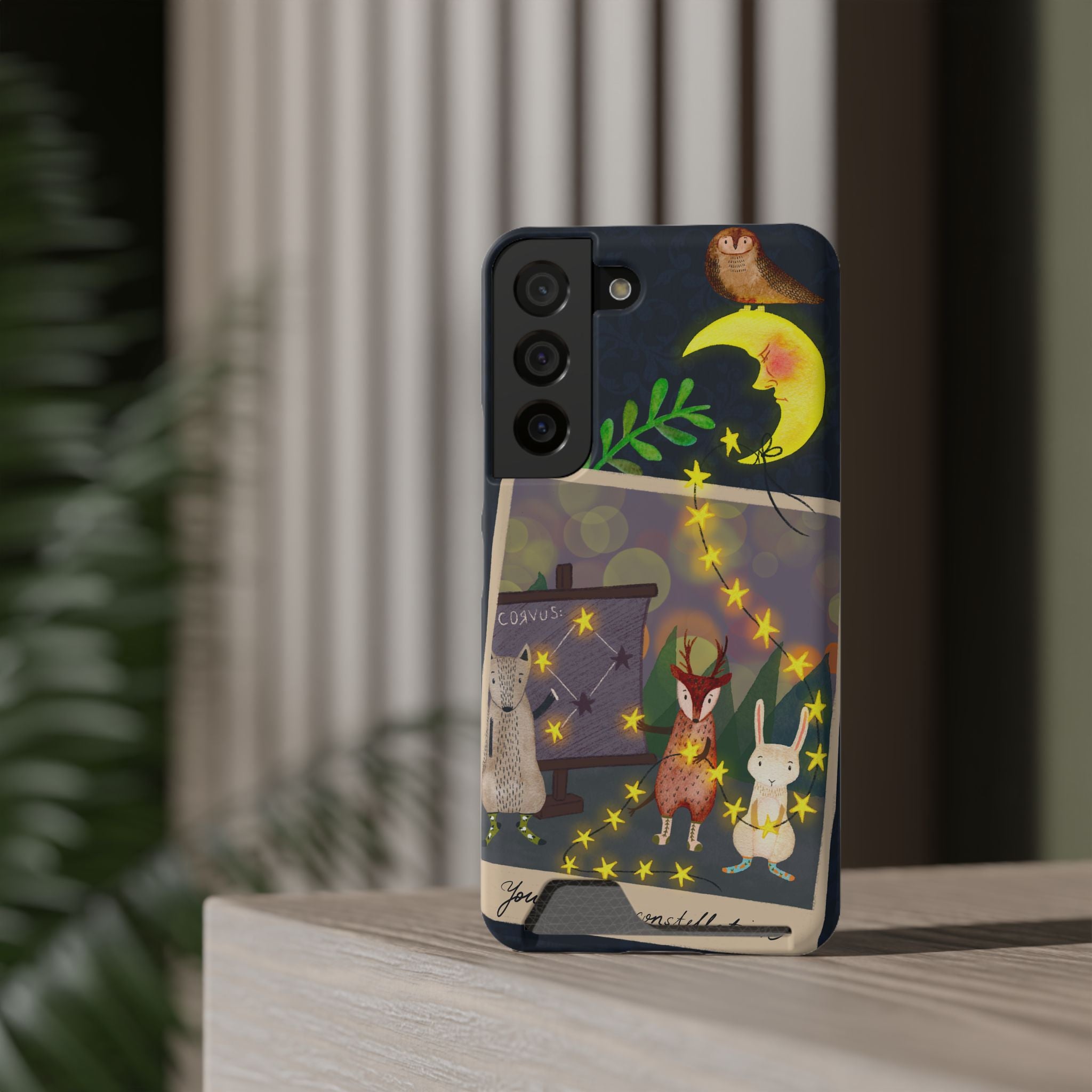 Woodland Astronomy Class Phone Case - Whimsical Forest Animals Learning Constellations - Cute iPhone 13/Samsung Case