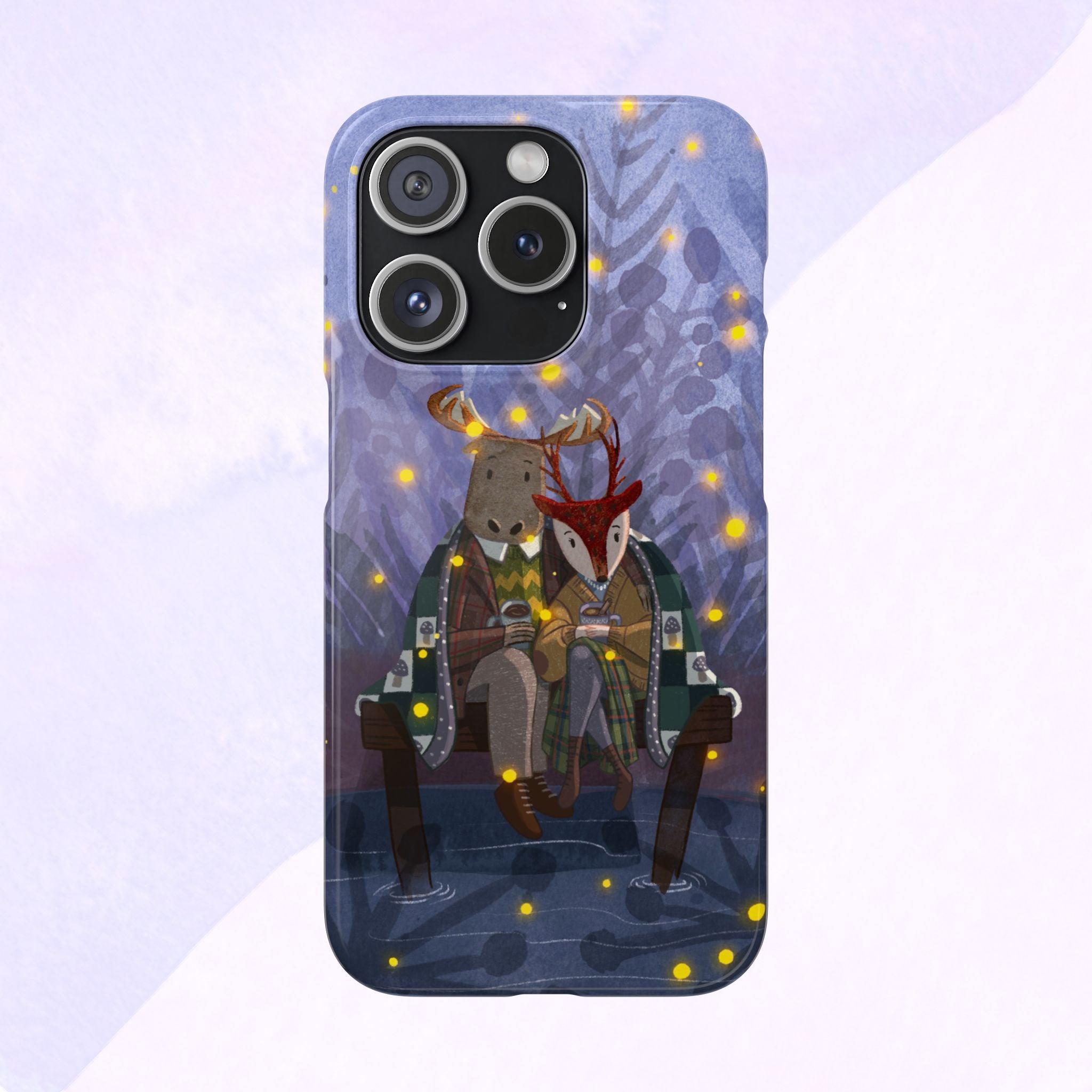 Whimsical Animal Lovers Snap Cases - Cozy Phone Protection, Gift for Nature Lovers, Holiday Decor, Cute Character Design, Animal Couple