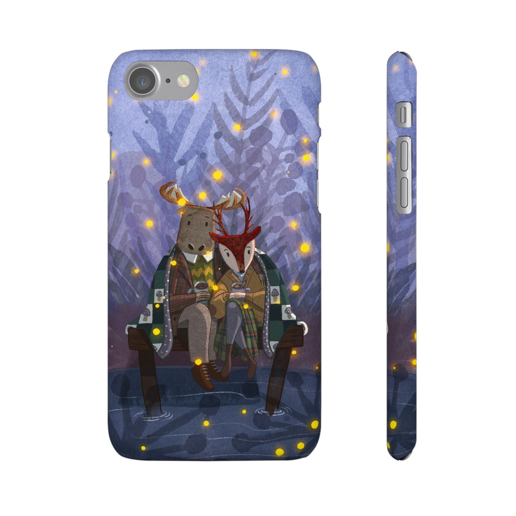 Whimsical Animal Lovers Snap Cases - Cozy Phone Protection, Gift for Nature Lovers, Holiday Decor, Cute Character Design, Animal Couple