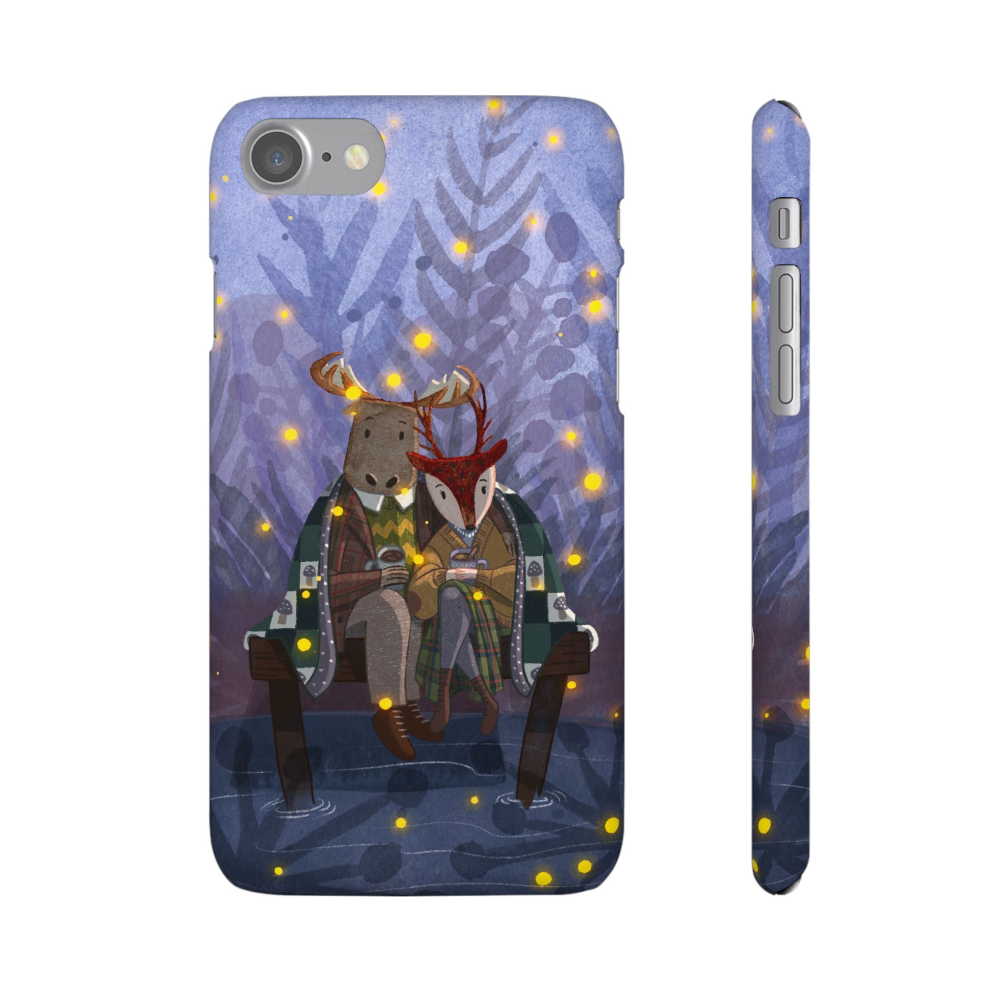 Whimsical Animal Lovers Snap Cases - Cozy Phone Protection, Gift for Nature Lovers, Holiday Decor, Cute Character Design, Animal Couple