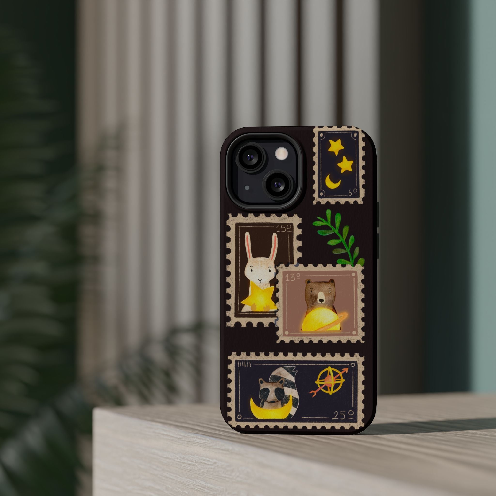 Cute Animal Stamp Phone Case, Quirky Gift for Animal Lovers, Personalized Case for Holidays, Unique Phone Accessory