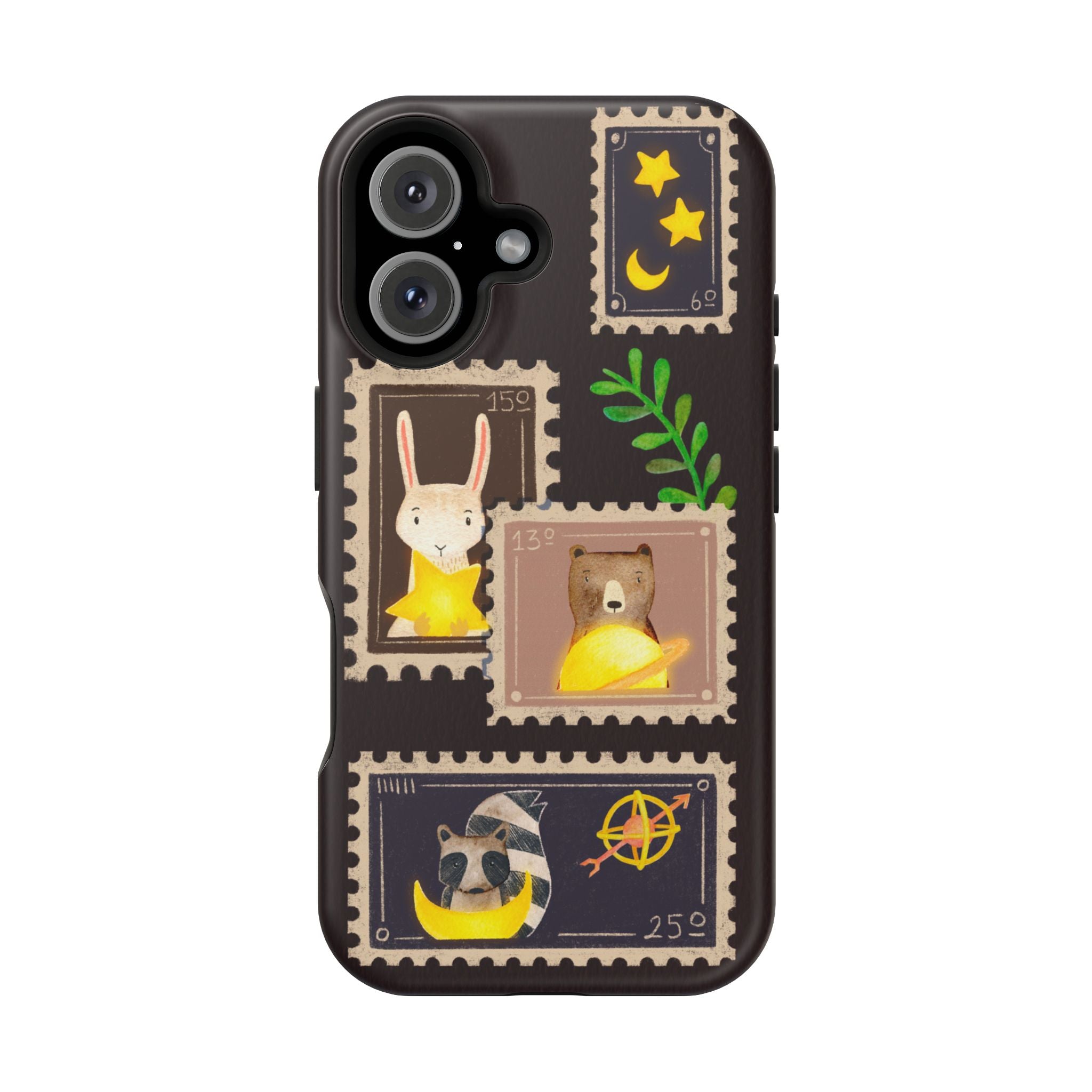 Cute Animal Stamp Phone Case, Quirky Gift for Animal Lovers, Personalized Case for Holidays, Unique Phone Accessory