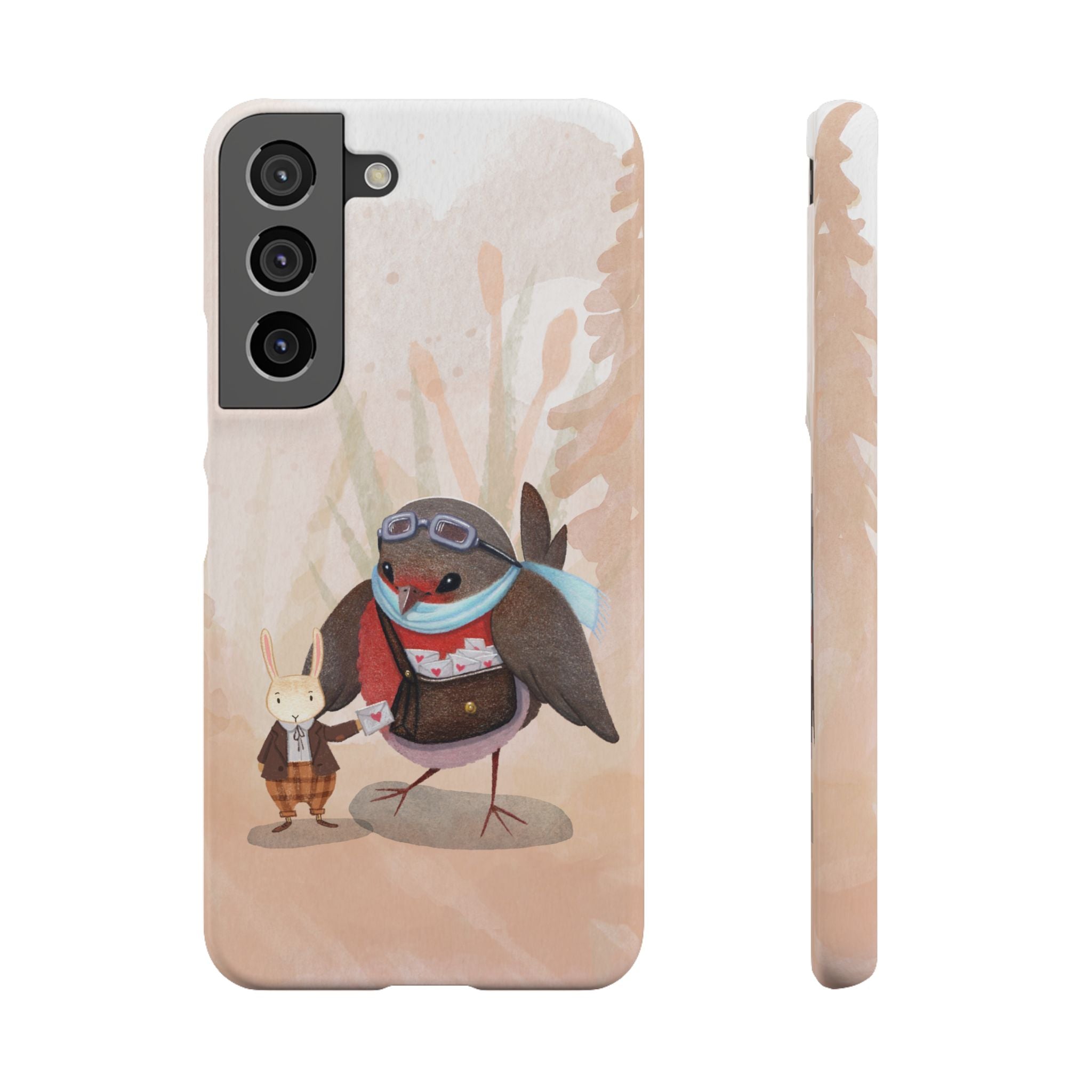 Whimsical Animal Snap Cases, Cute Phone Case, Handmade Bird and Bunny Design, Gift for Animal Lovers, Unique Smartphone Cover