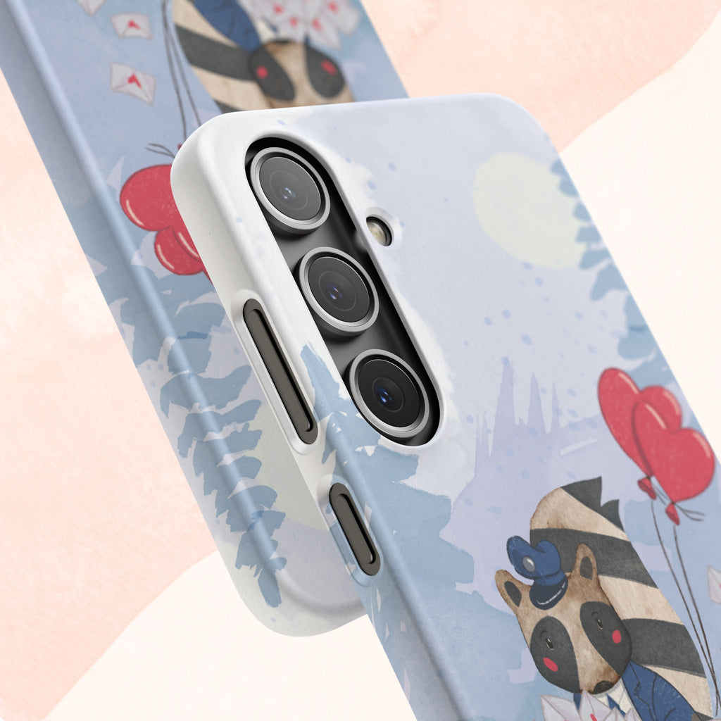 Whimsical Animal Snap Case with Love Balloons, Cute Phone Case, Valentine's Day Gift, Animal Lover Accessory, Creative Phone Cover