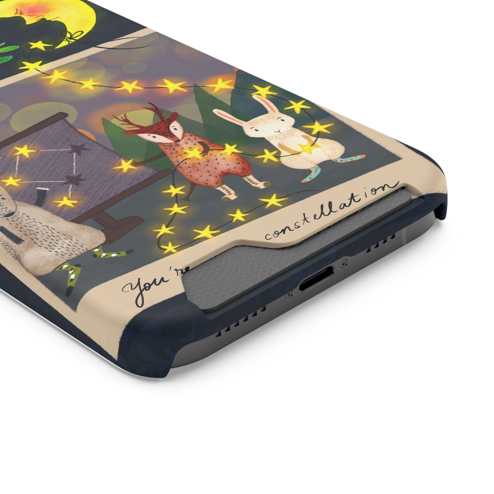 Woodland Astronomy Class Phone Case - Whimsical Forest Animals Learning Constellations - Cute iPhone 13/Samsung Case