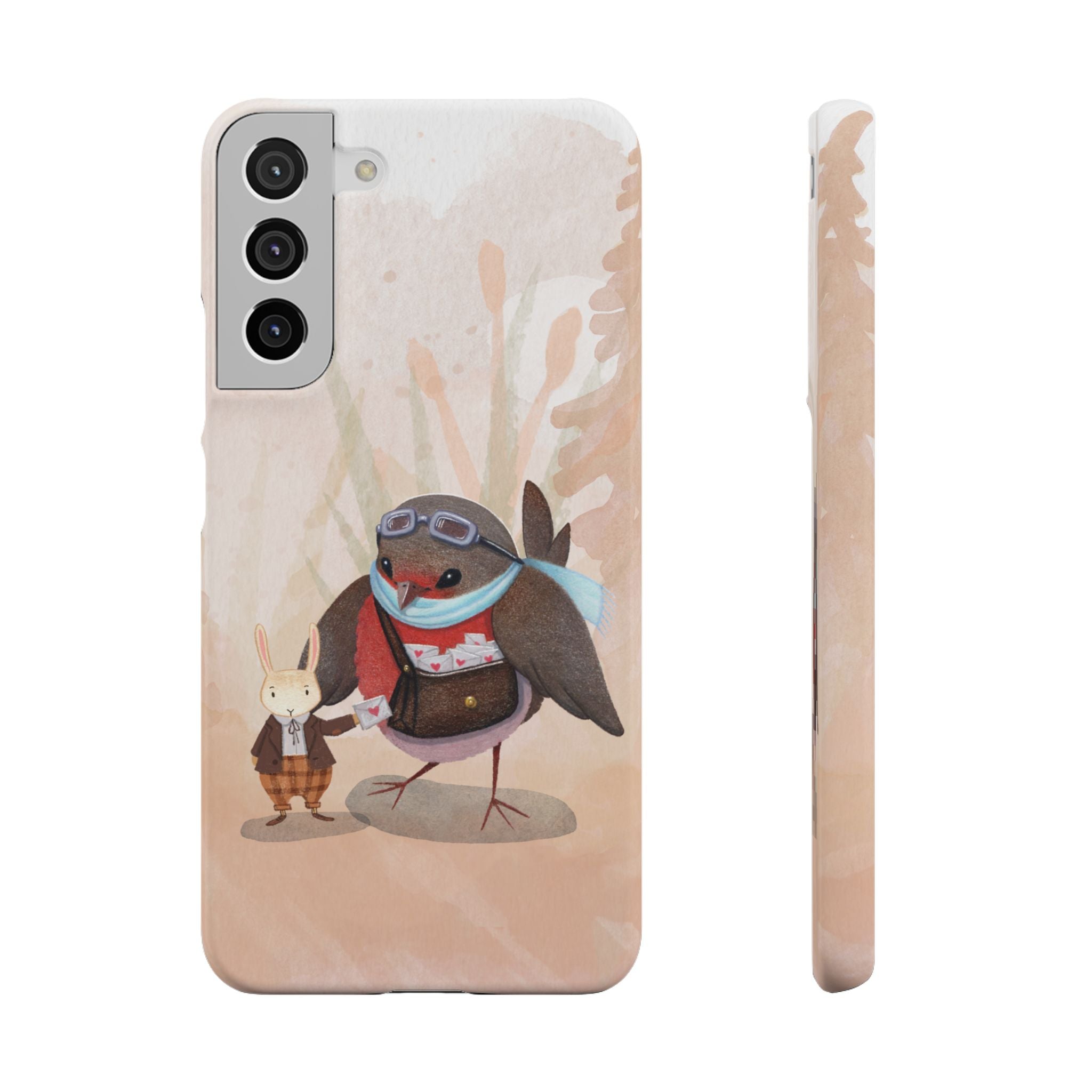 Whimsical Animal Snap Cases, Cute Phone Case, Handmade Bird and Bunny Design, Gift for Animal Lovers, Unique Smartphone Cover