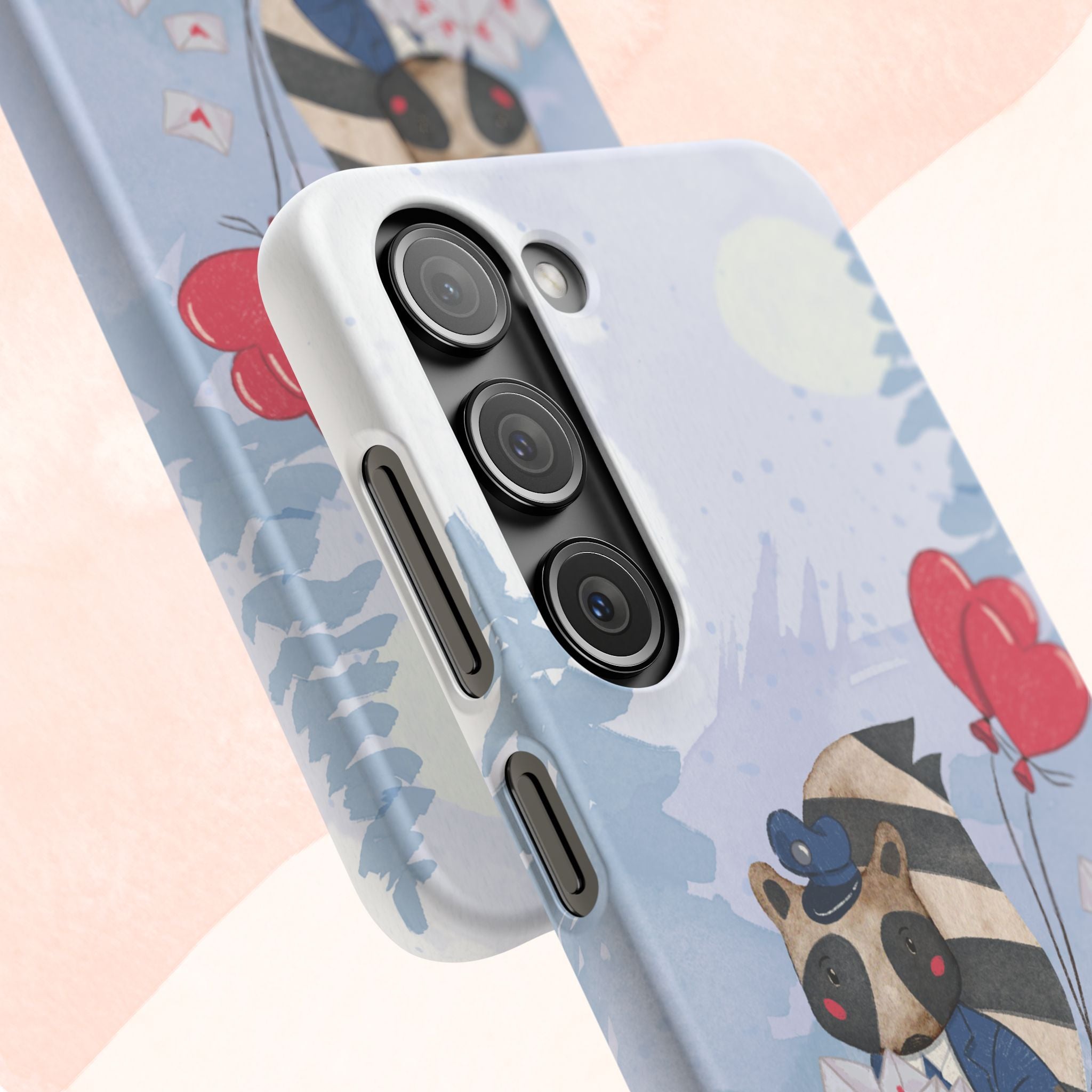 Whimsical Animal Snap Case with Love Balloons, Cute Phone Case, Valentine's Day Gift, Animal Lover Accessory, Creative Phone Cover