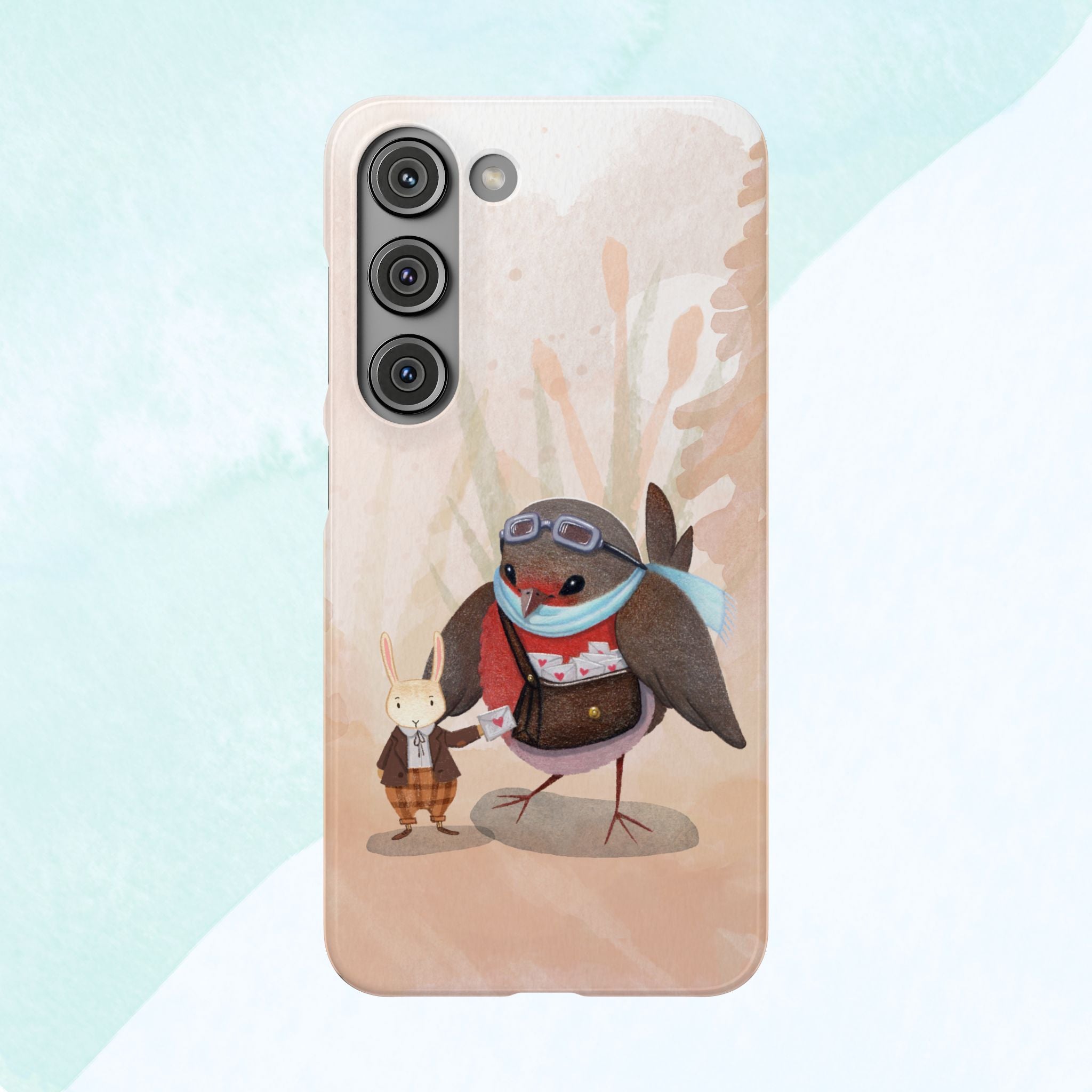 Whimsical Animal Snap Cases, Cute Phone Case, Handmade Bird and Bunny Design, Gift for Animal Lovers, Unique Smartphone Cover