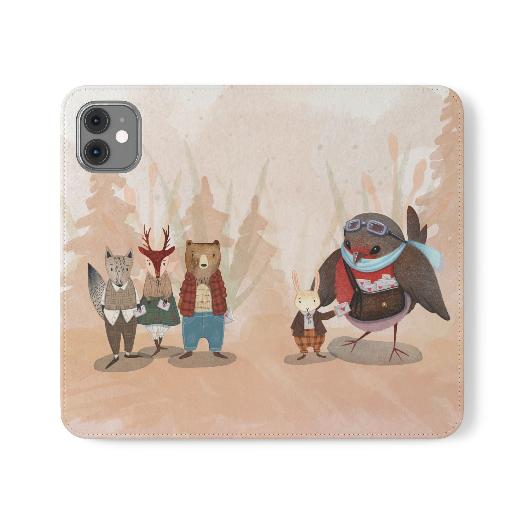 Whimsical Animal Flip Cases for Phones, Cute Woodland Creatures, Forest Friends Phone Cover, Animal Lover Gift, Phone Wallet