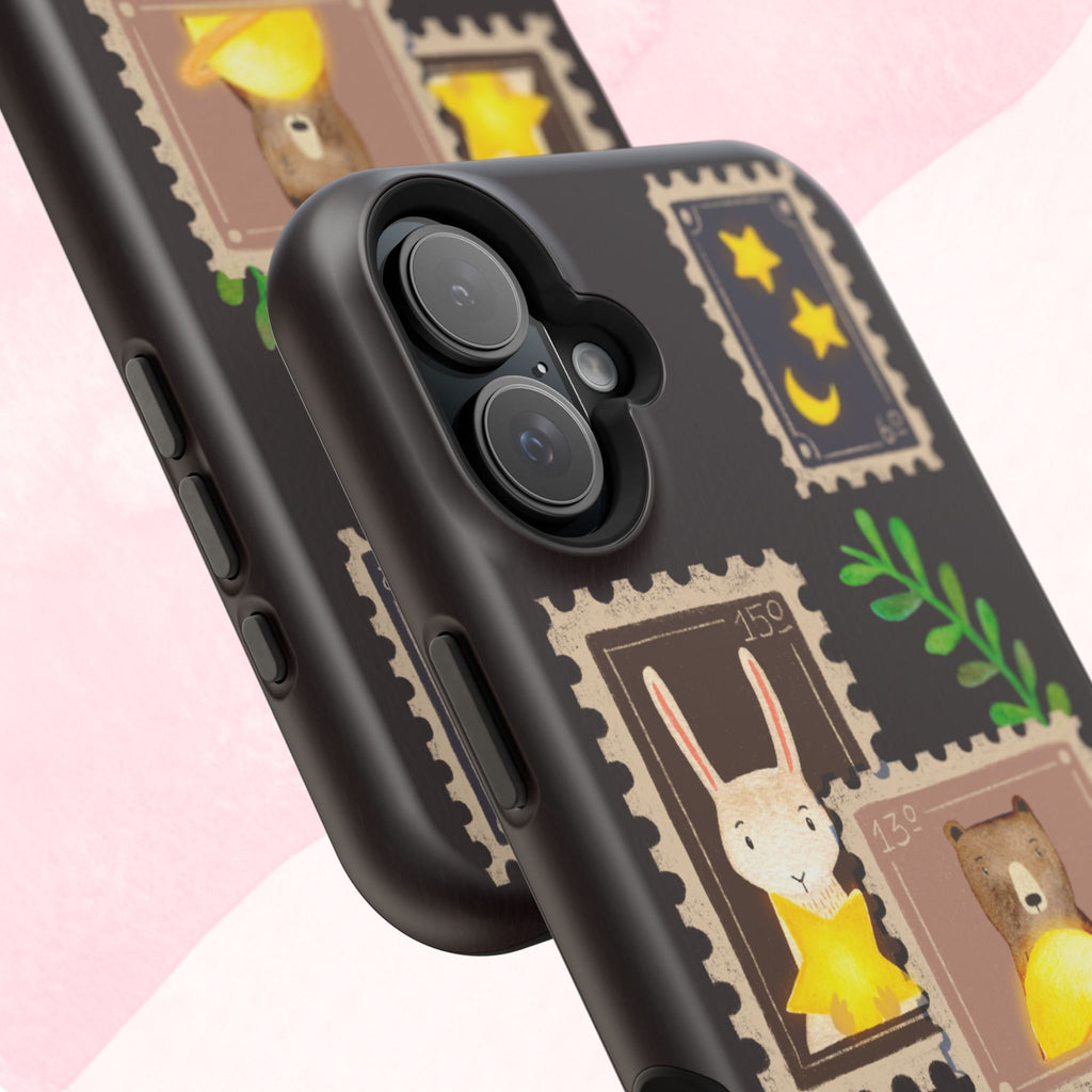 Cute Animal Stamp Phone Case, Quirky Gift for Animal Lovers, Personalized Case for Holidays, Unique Phone Accessory