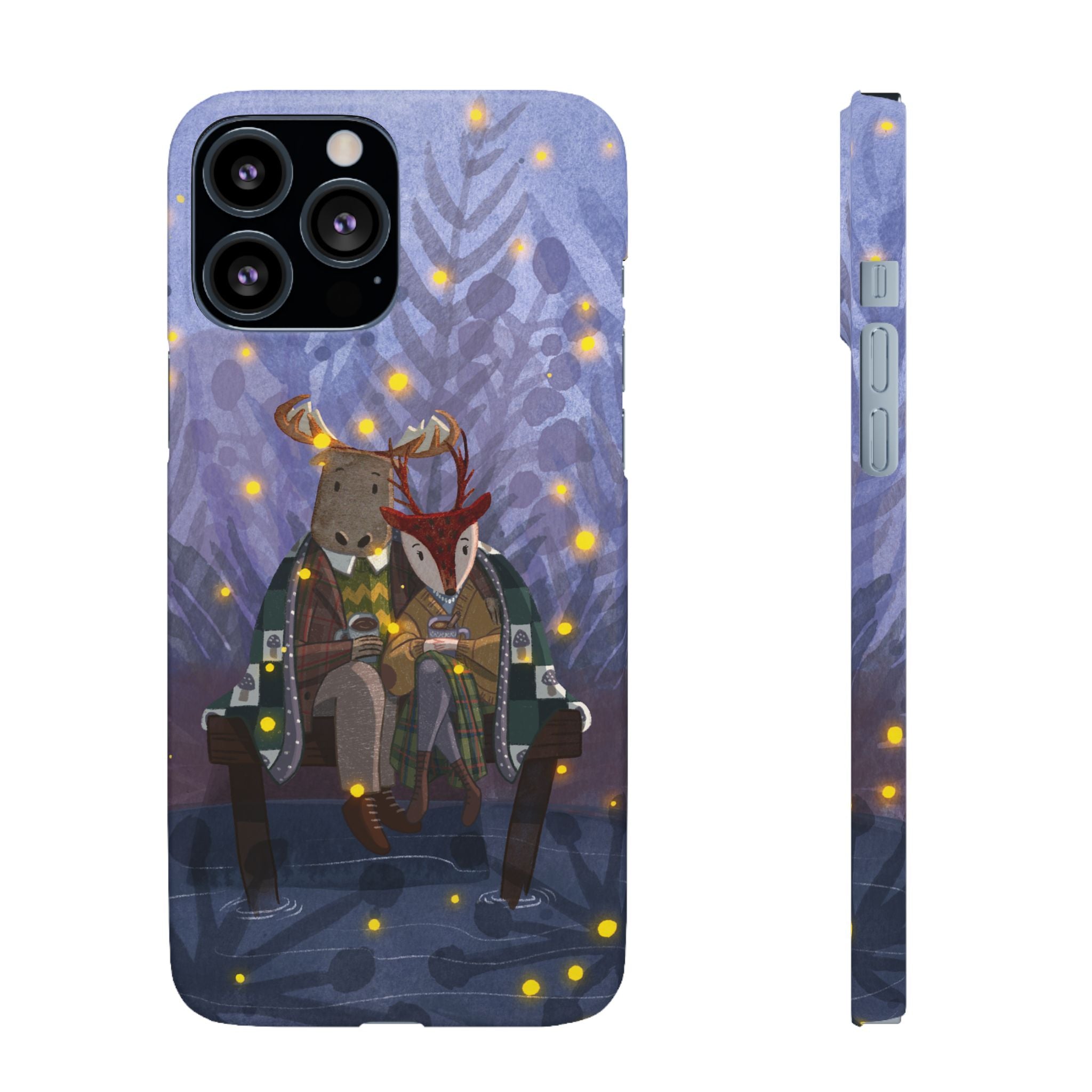 Whimsical Animal Lovers Snap Cases - Cozy Phone Protection, Gift for Nature Lovers, Holiday Decor, Cute Character Design, Animal Couple