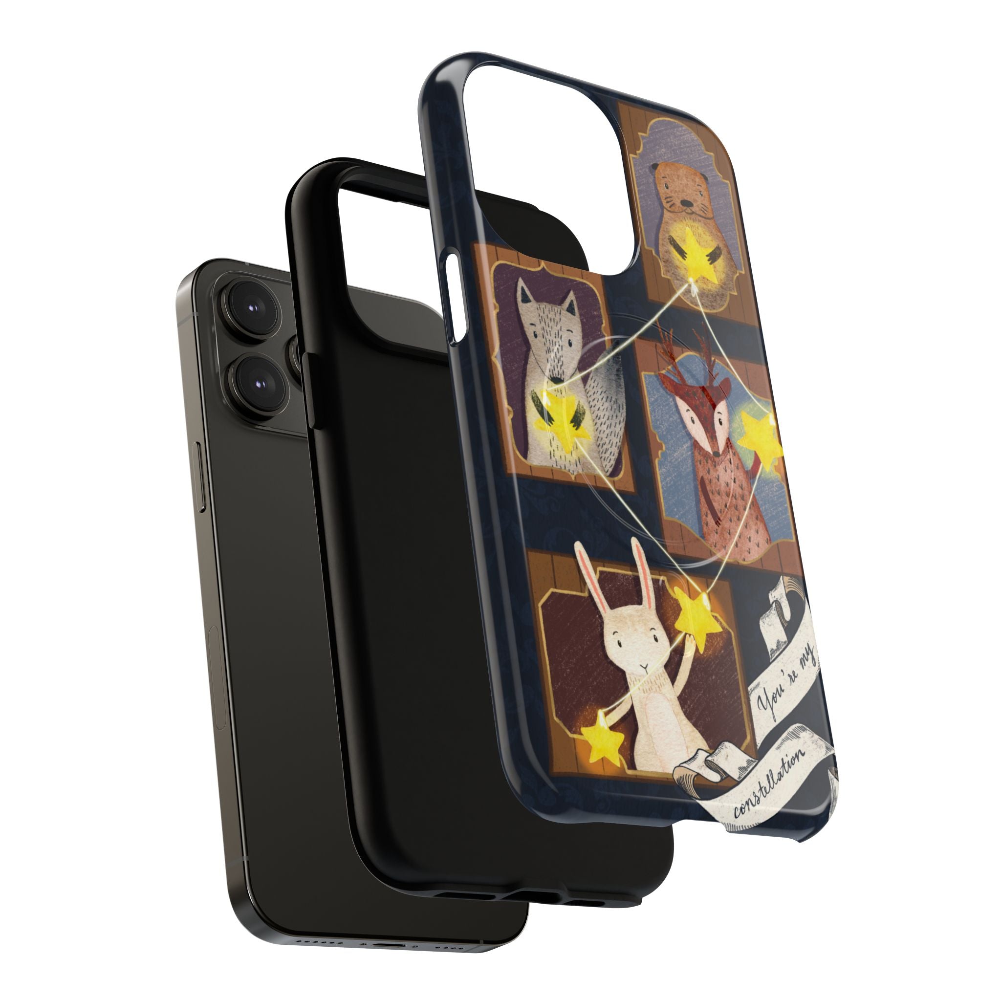 Celestial Animal Stars iPhone Case, Tough Magnetic Cover, Nature Theme, Unique Cute Animal Gifts, iPhone 14 15 16 pro max