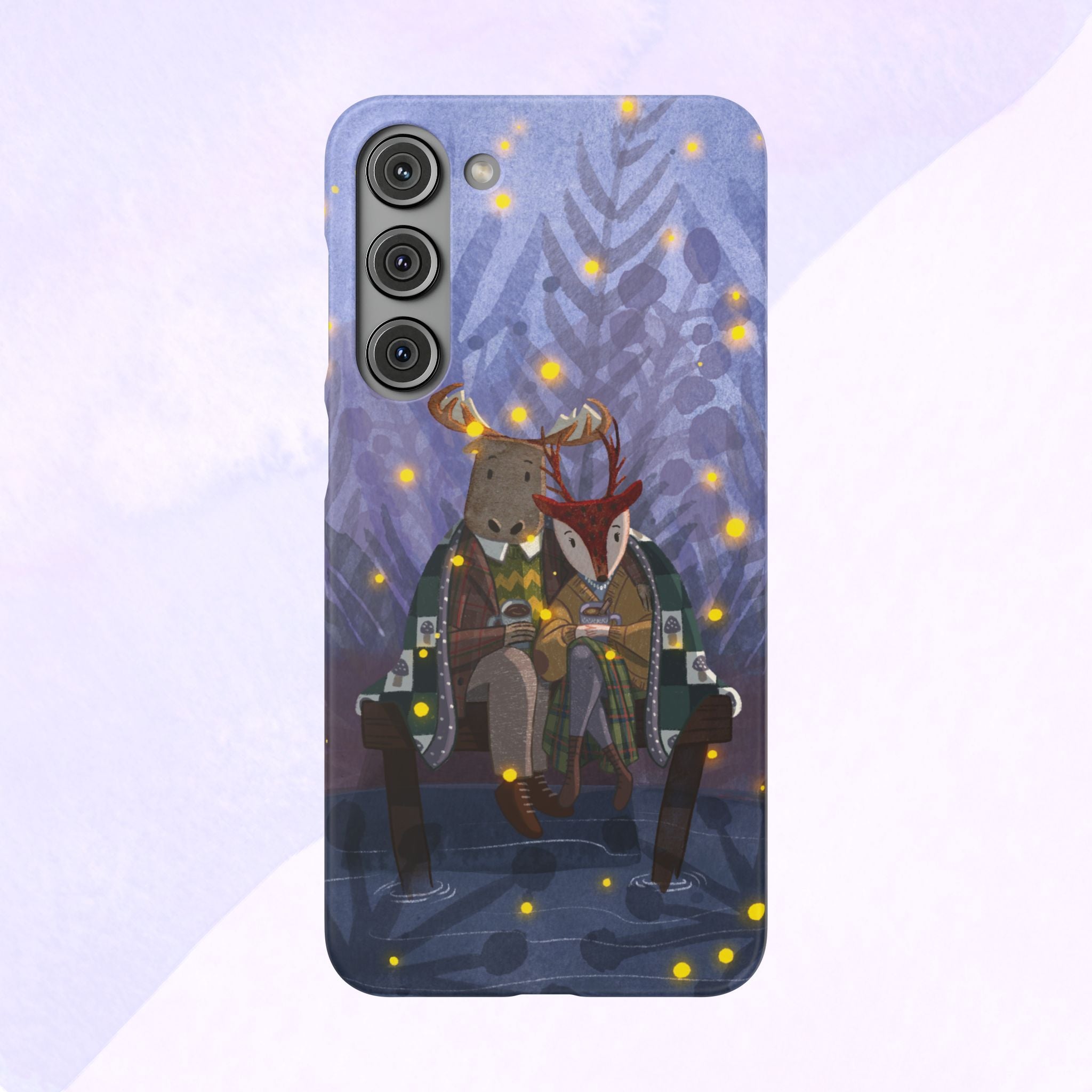 Whimsical Animal Lovers Snap Cases - Cozy Phone Protection, Gift for Nature Lovers, Holiday Decor, Cute Character Design, Animal Couple