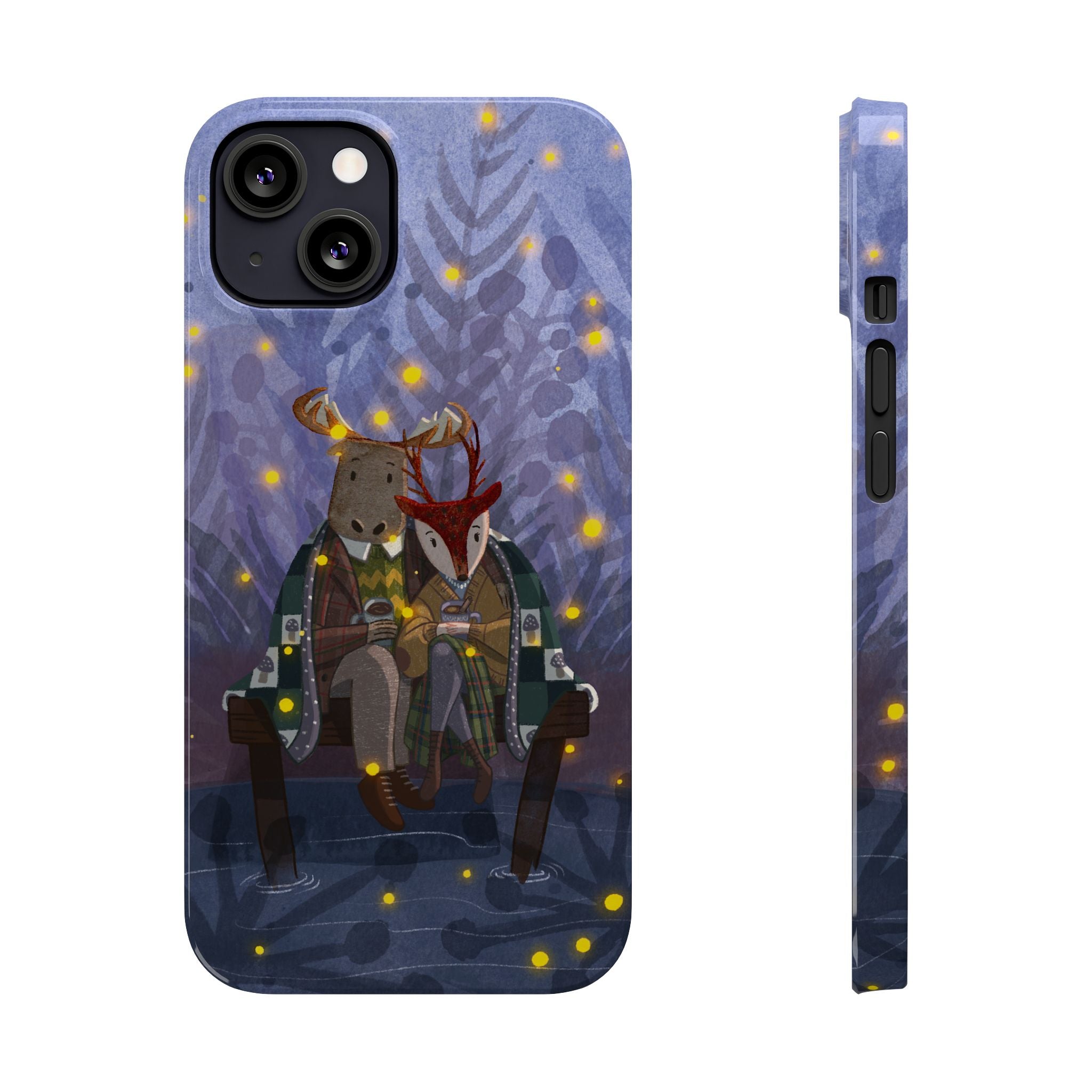 Whimsical Animal Love Slim Phone Cases, Cute Holiday Gifts, Cozy Home Decor, Nature Lover Accessories, Couples Gifts