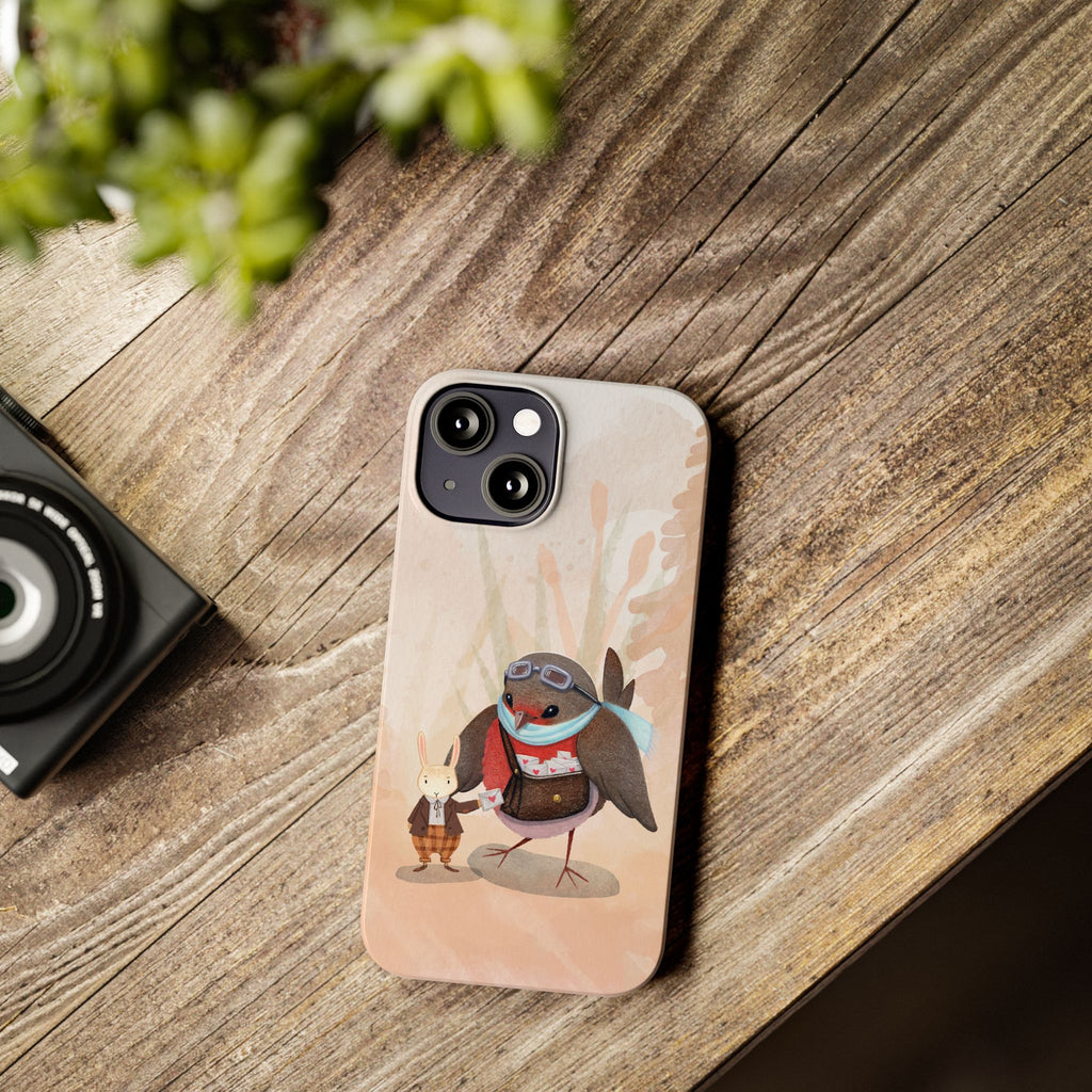 Whimsical Animal Slim Phone Cases - Cute Bird and Rabbit Design, Perfect for Animal Lovers, Gifts for Kids and Teens, Ideal for Birthdays,