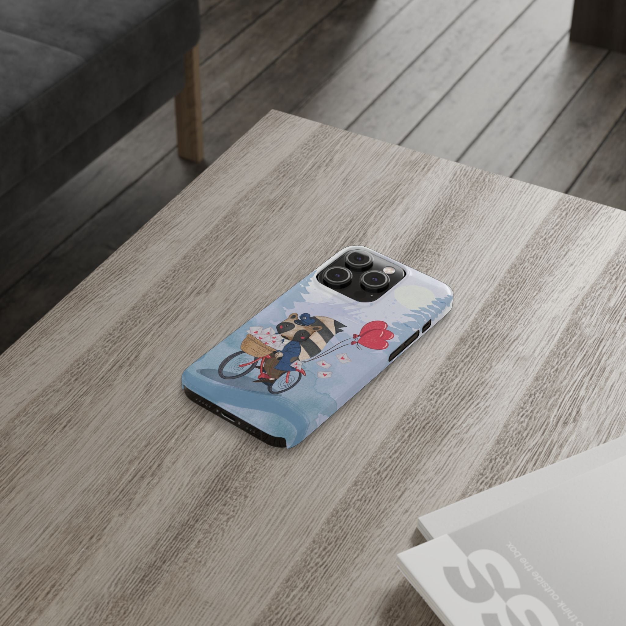 Whimsical Raccoon Slim Phone Case | Cute Animal Design | Perfect for Nature Lovers, Gifts, Birthdays, Valentines Day, Everyday Use